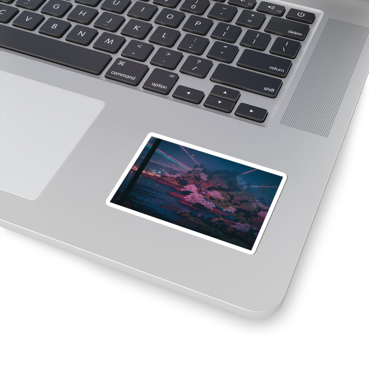 Neon Noir — Tenpōzan At The Mouth Of The Aji River In Settsu Province (Sesshū Ajikawaguchi T — Kiss-Cut Sticker