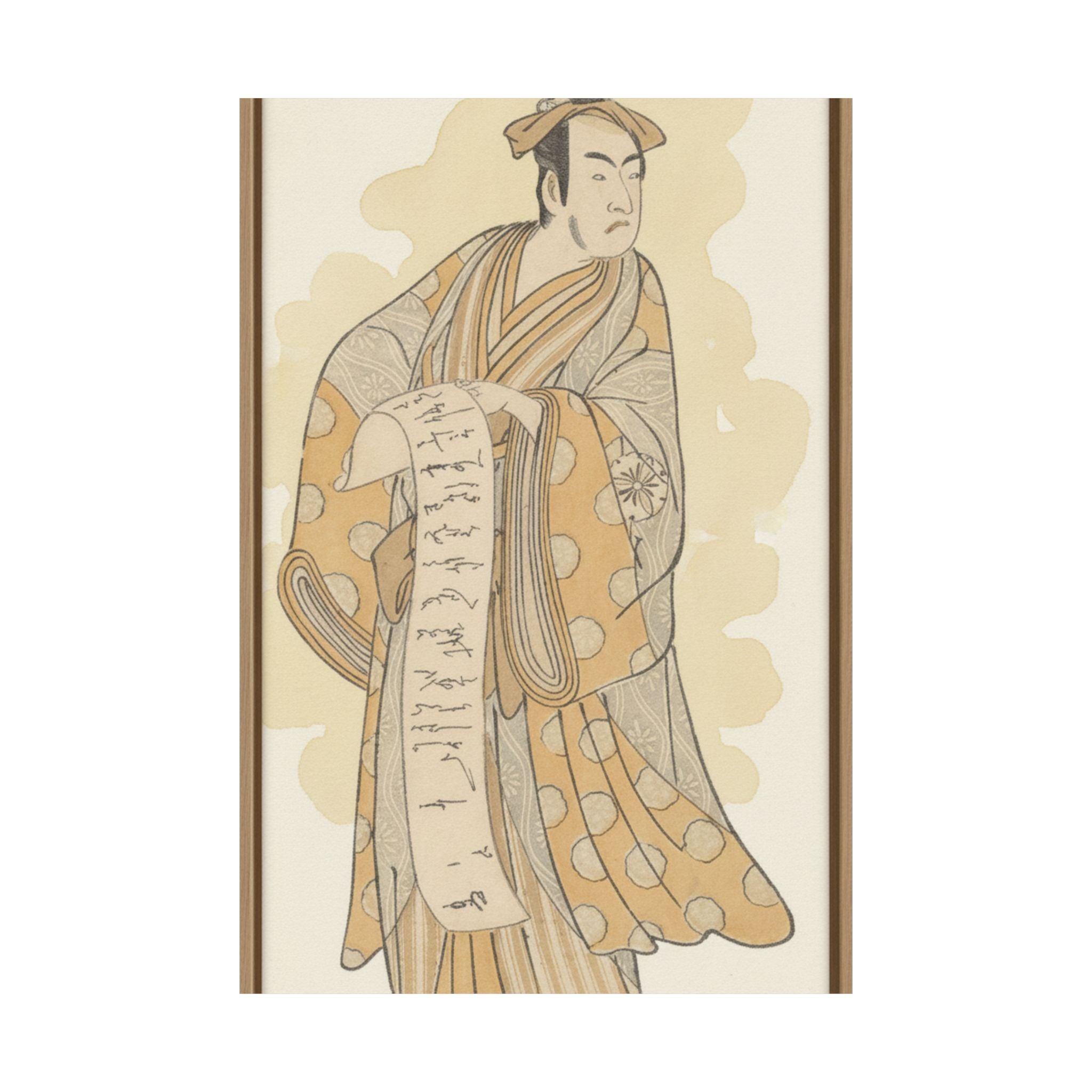 Watercolor — The Actor, Matsumoto Koshiro I 1674–1730 Reading A Letter — Matte Poster