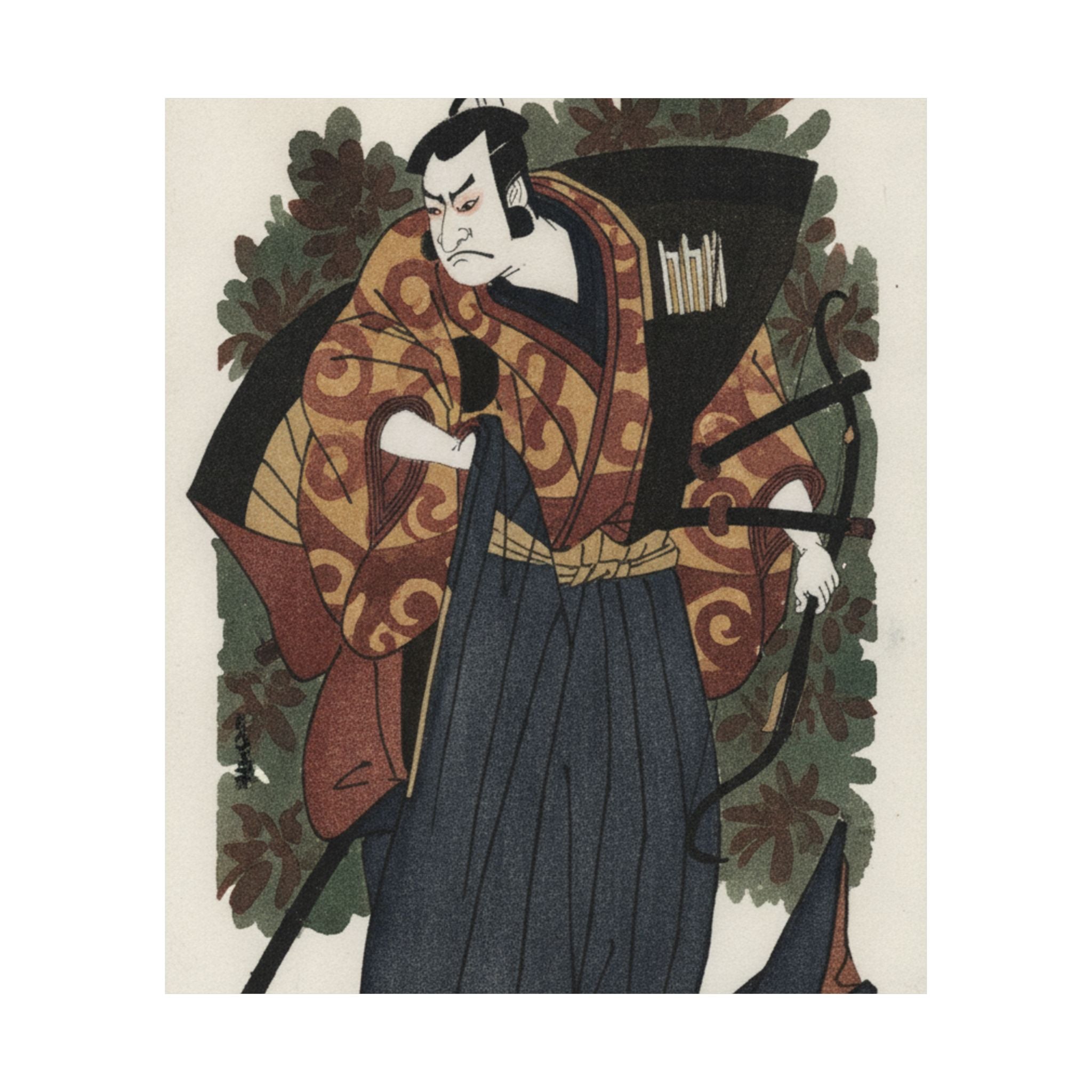 Watercolor — The First Nakamura Nakazo As A Man Of High Rank Attired In Naga-Bakama — Matte Poster