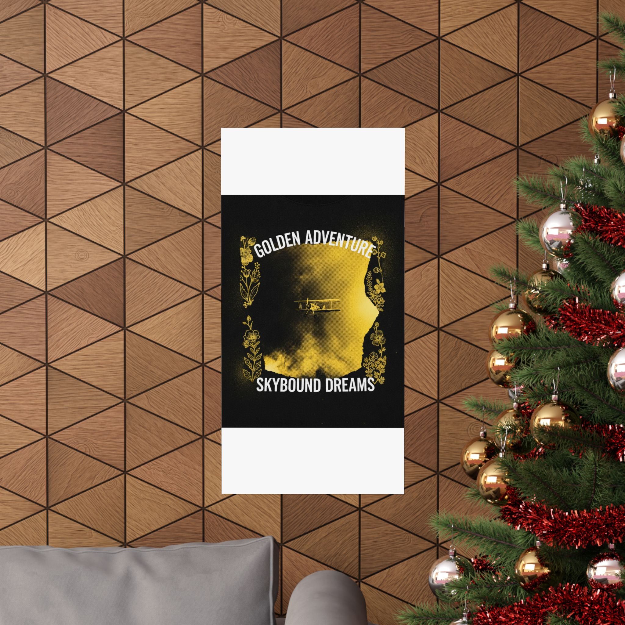 Golden Adventure Skybound Dreams Biplane Art Poster