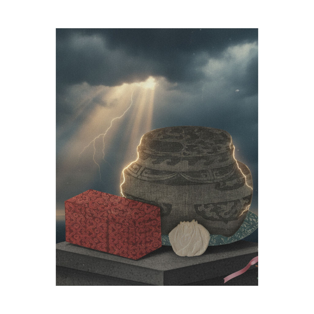 Dramatic Storm — Fire-Holder And Tea-Box — Matte Poster