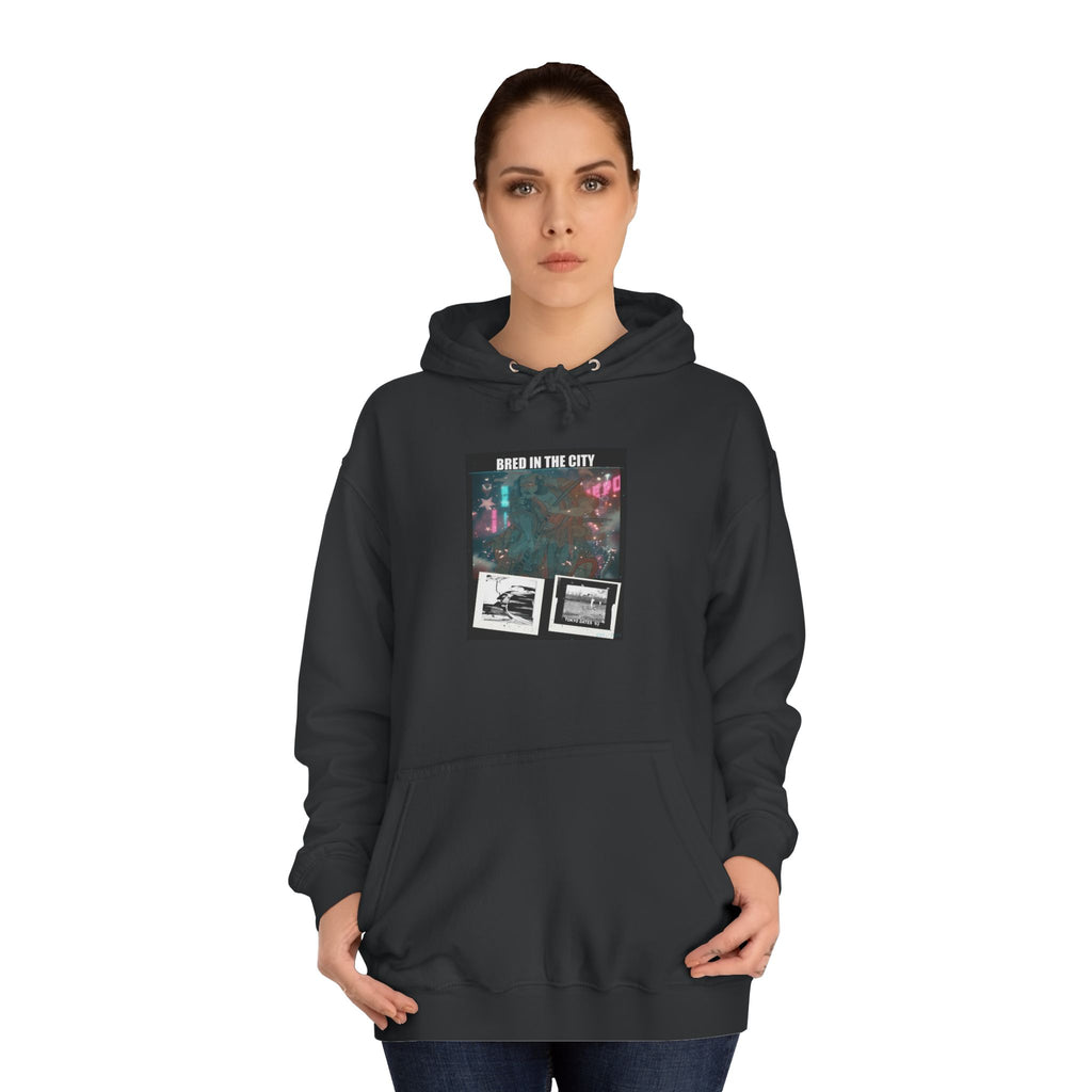 Bred In The City Neon Car Polaroid Collage Hoodie