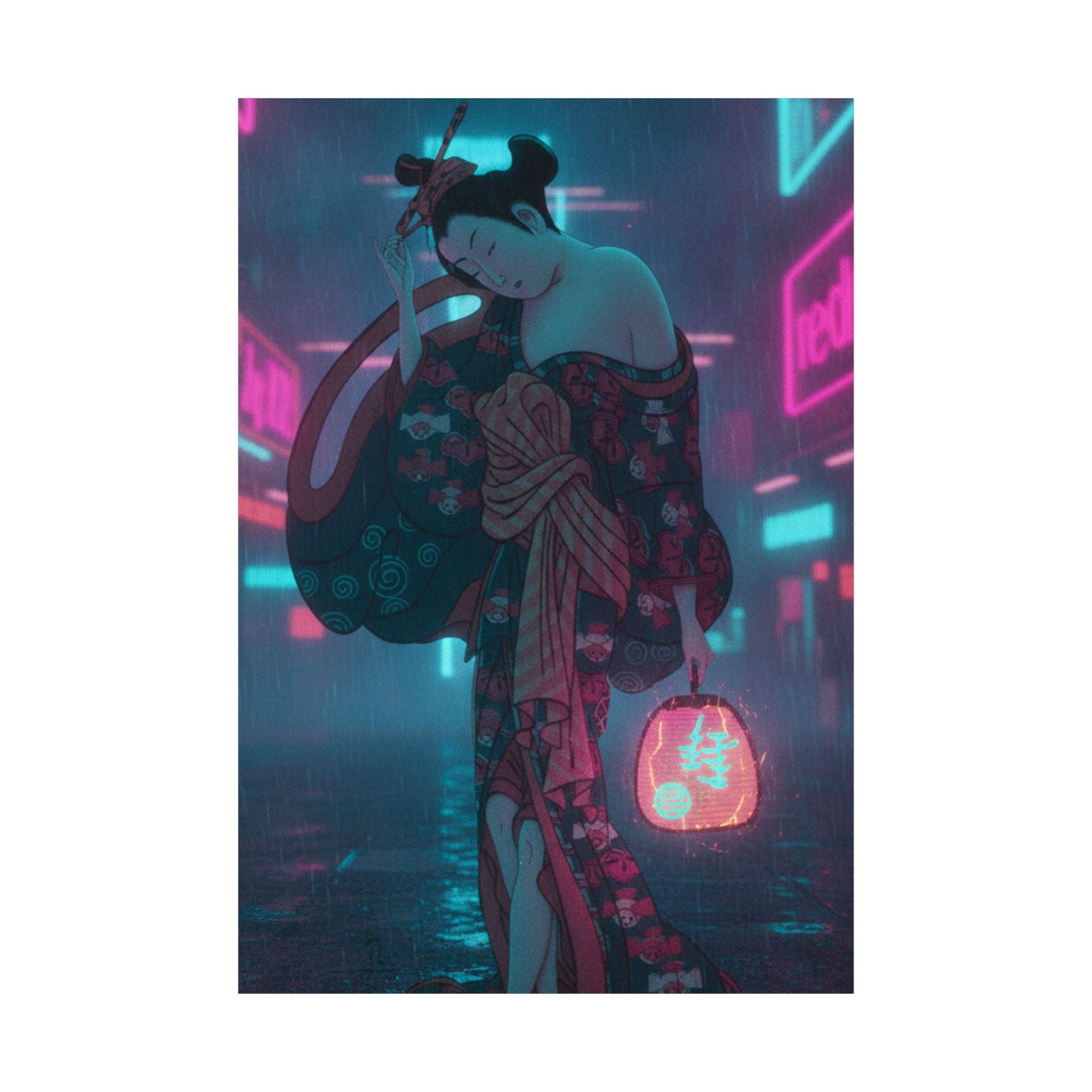 Neon Noir — Summer Willow In The Breeze — Matte Poster