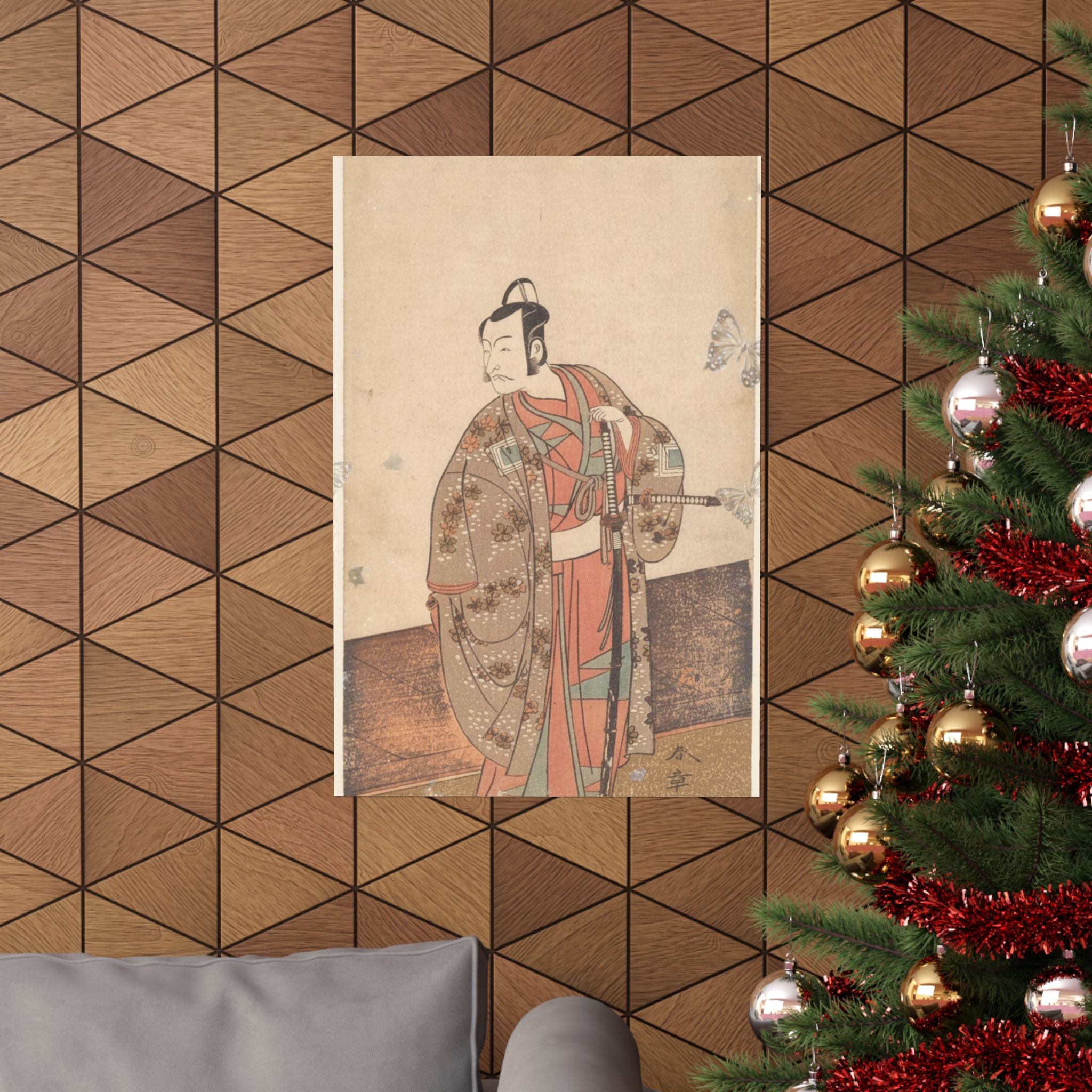 Ecommerce Main — The Actor Ichikawa Danjuro V Standing Inside Of A House And In Front Of An Engaw — Matte Poster