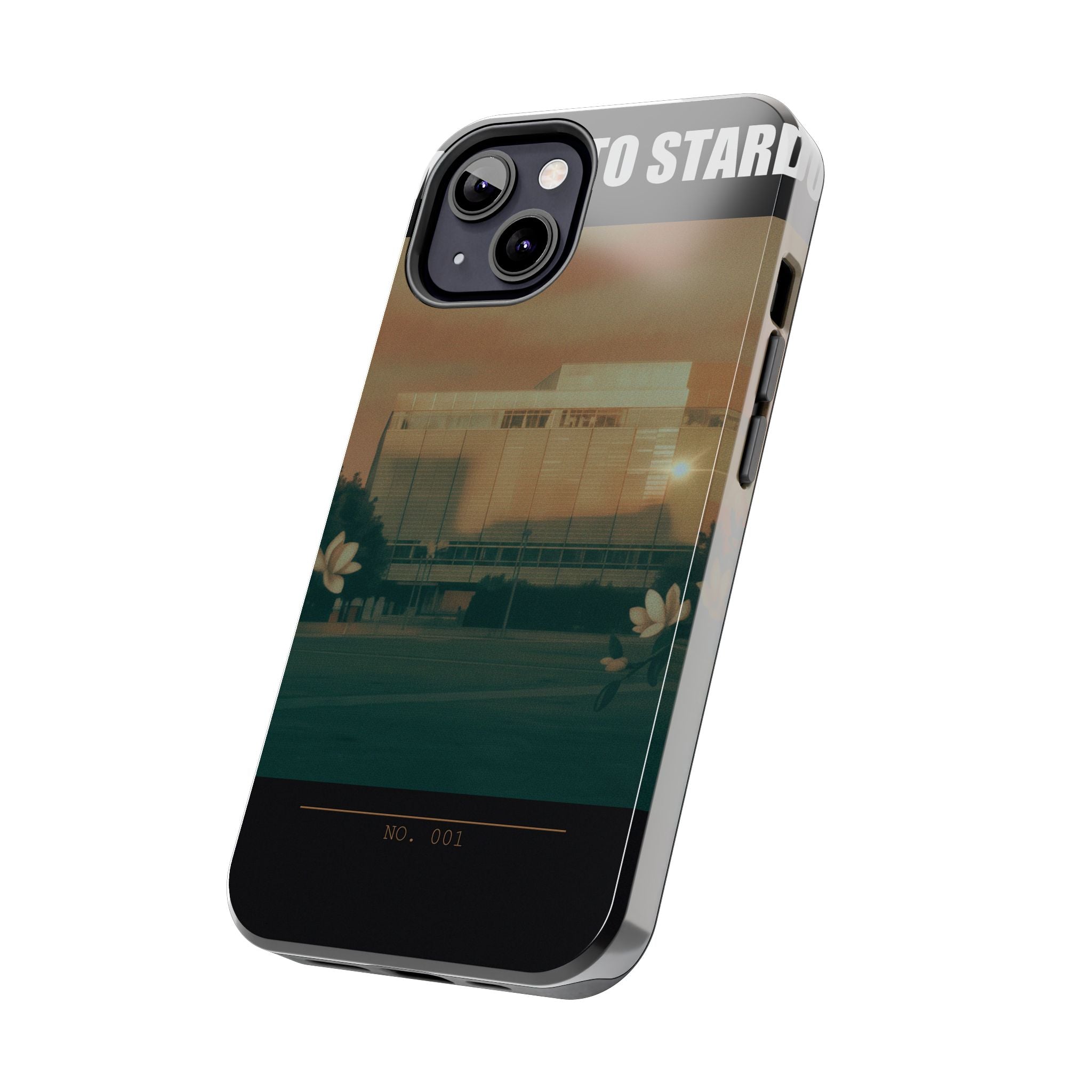 Dusk Brutalist Building and Daisies Photo Phone Case