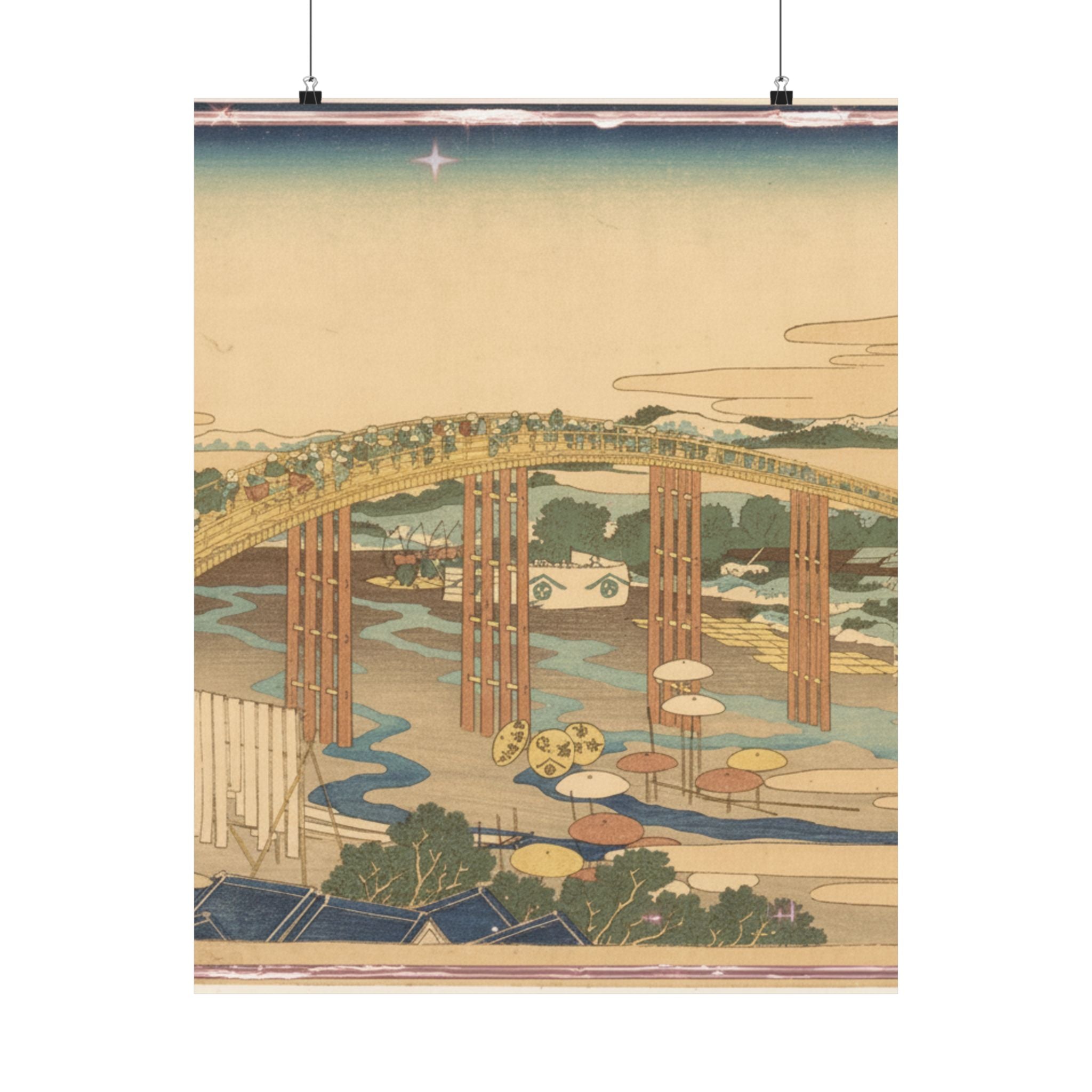 Scenic Nature — Yahagi Bridge At Okazaki On The Tōkaidō (Tōkaidō Okazaki Yahagi No Hashi), From  — Matte Poster