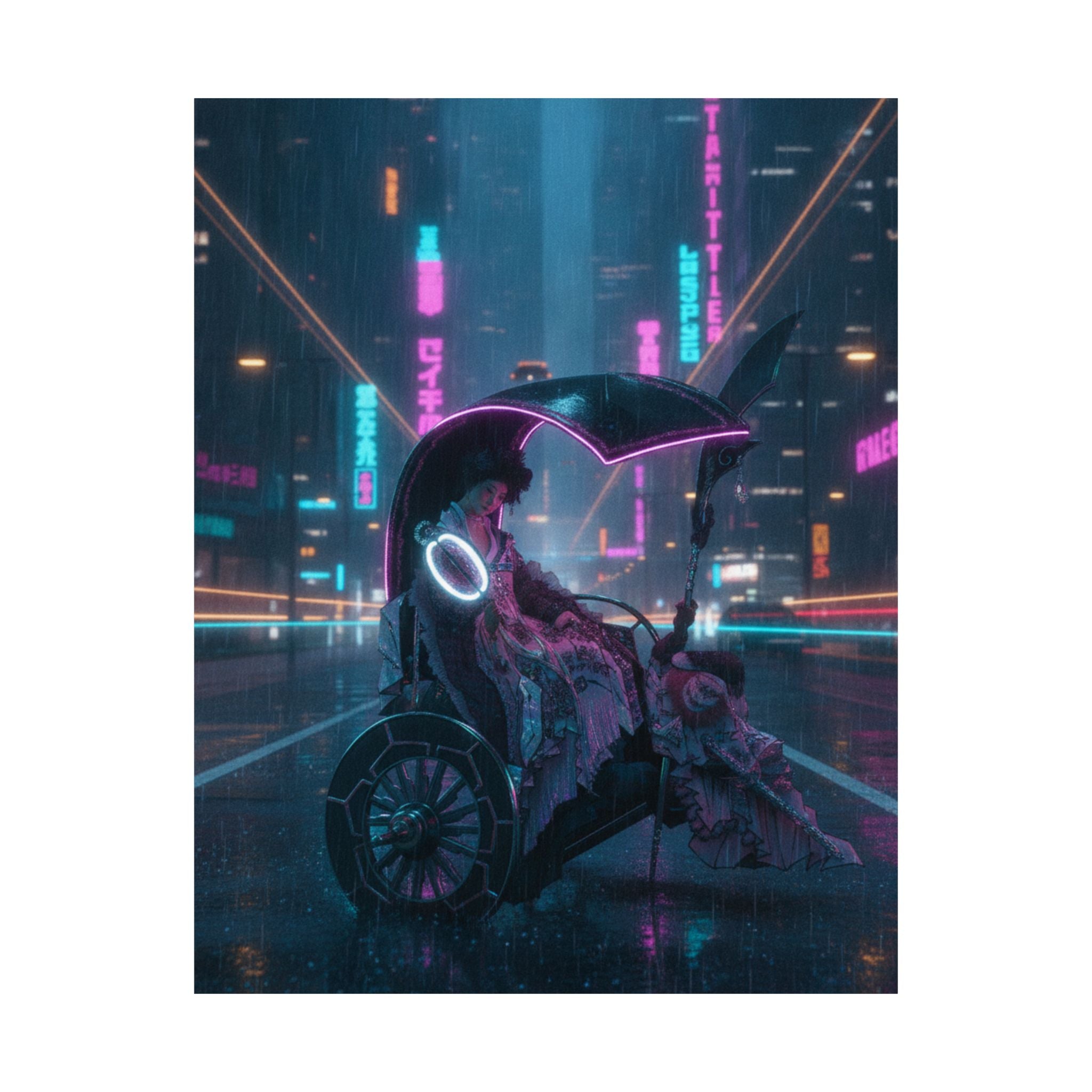 Neon Noir — Lady In A Chariot — Matte Poster