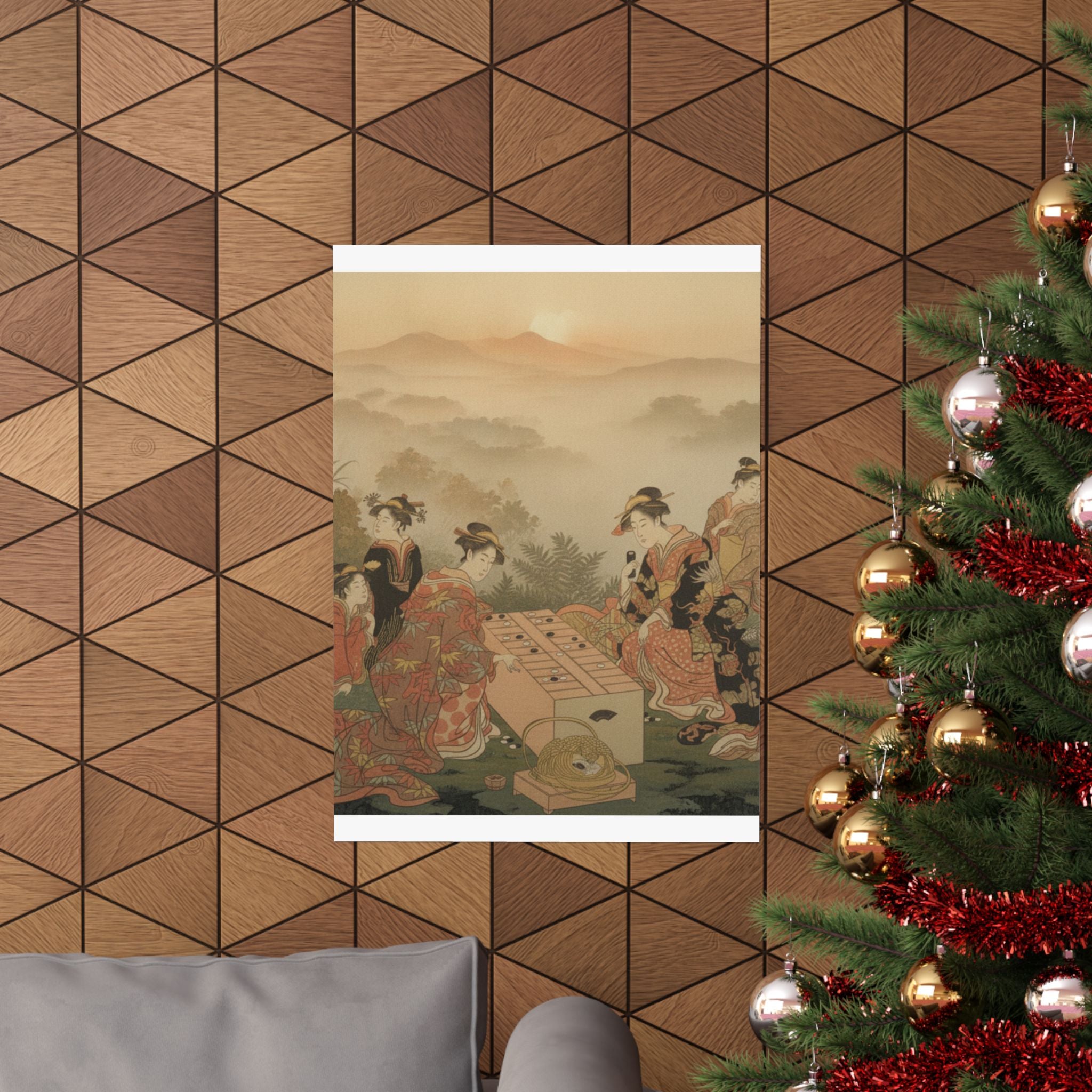 Scenic Nature — Two Young Women Playing A Game Of Sugoroku — Matte Poster