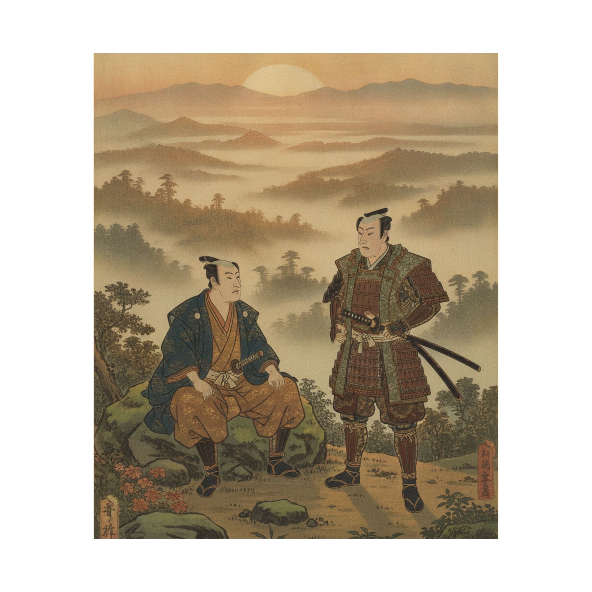 Scenic Nature — A Daimyo Talking To One Of His Retainers — Matte Poster