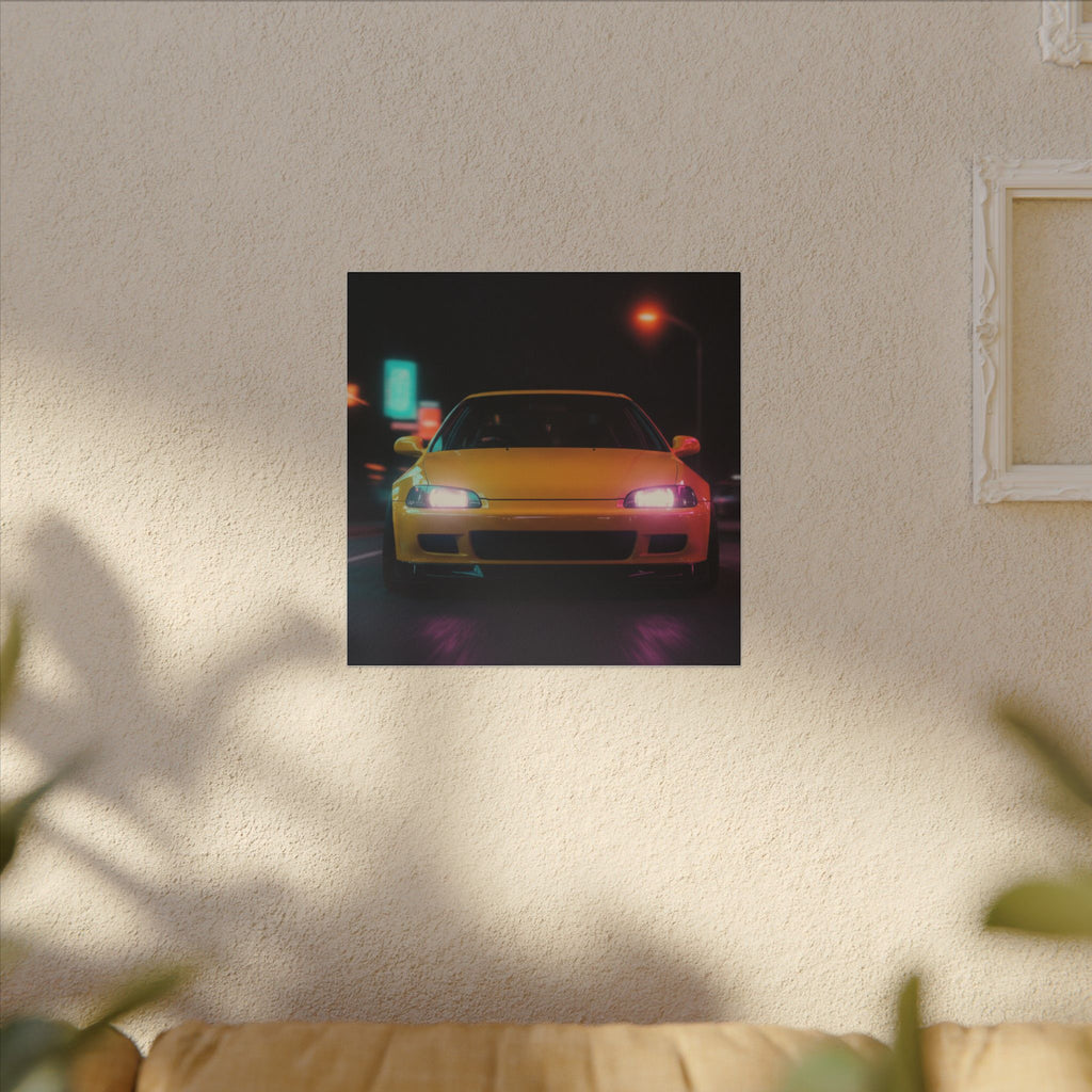 Neon Night JDM Yellow Coupe Street Matte Canvas