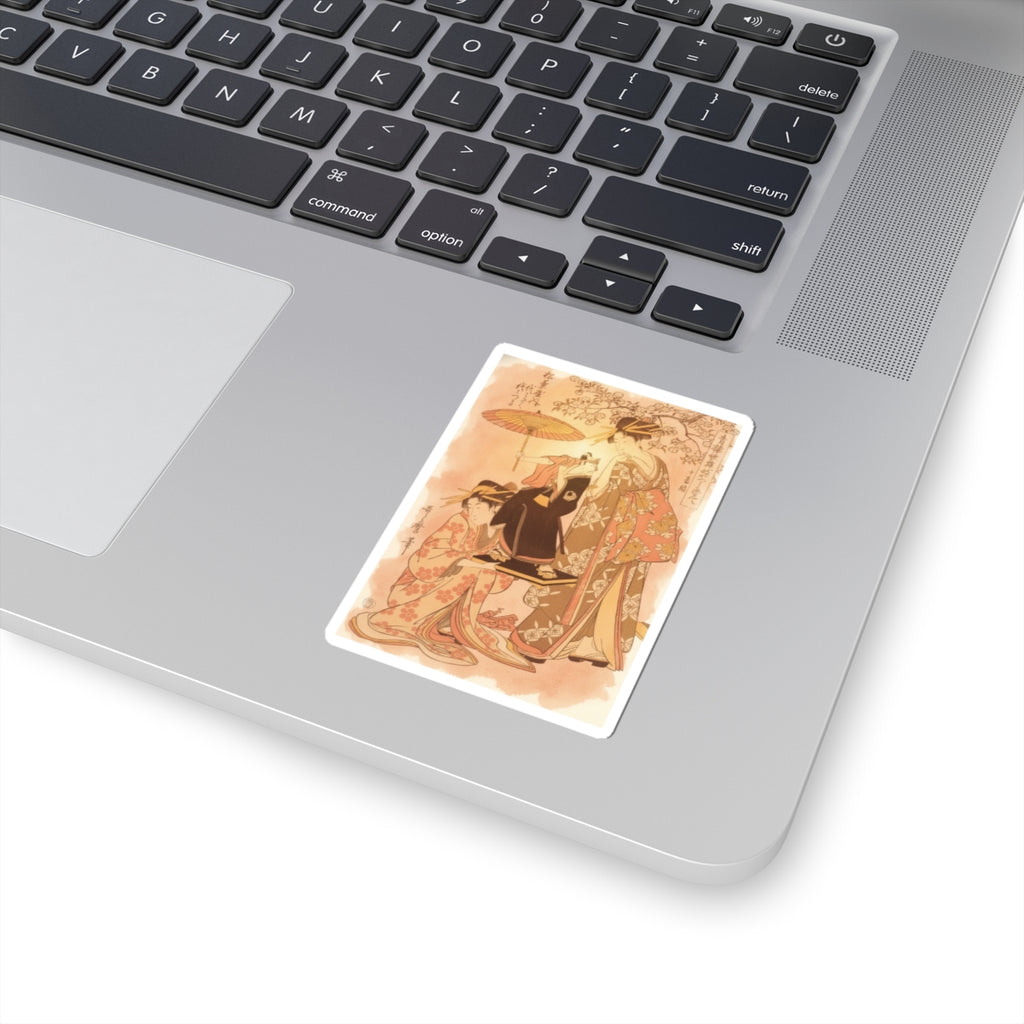 Southern Sunset — The Oiran Yoyogiku Of Matsubaya Standing Under A Cherry Tree — Kiss-Cut Sticker