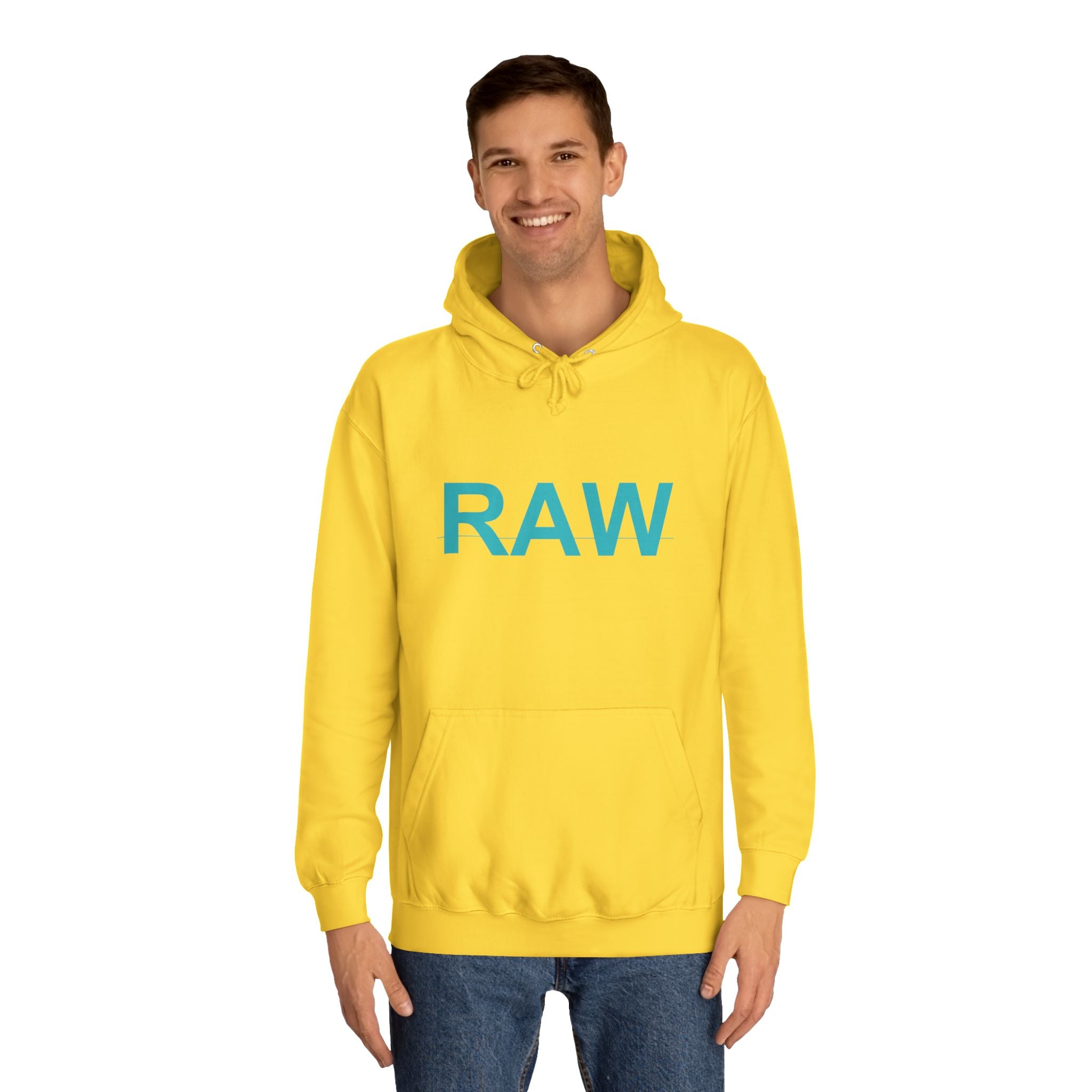 RAW Teal Capital Letter Minimalist Statement Hoodie
