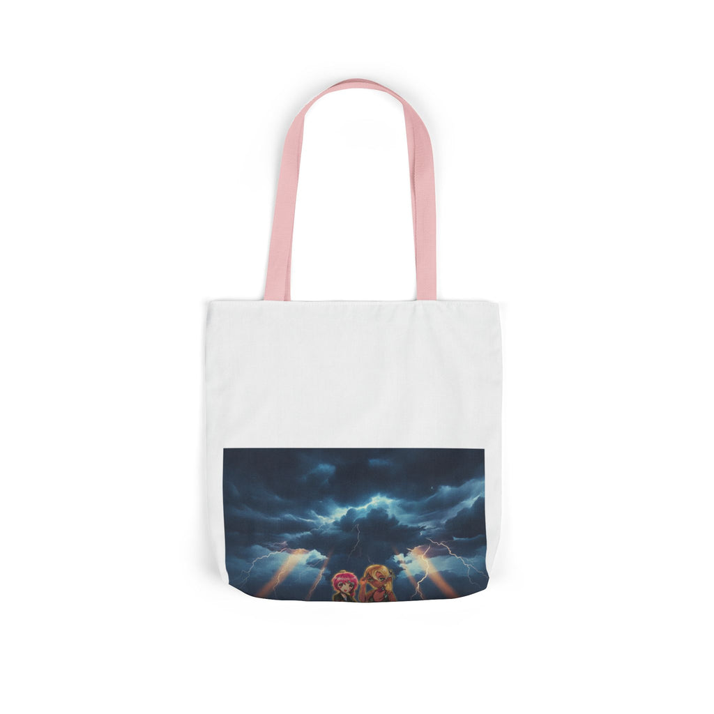 Anime Girls Under Lightning Storm Canvas Tote Bag