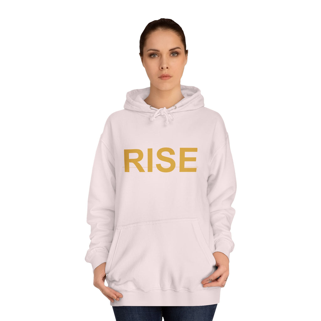 RISE Gold Block Letter Minimal Typography Hoodie