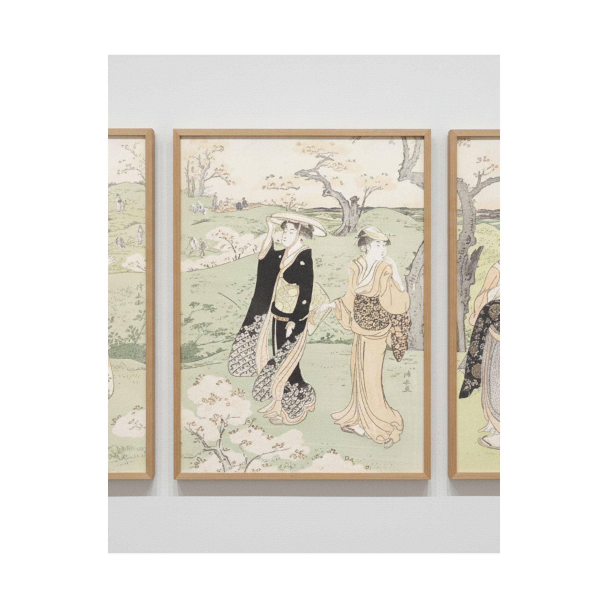 Watercolor — Young Ladies Viewing Cherry–Blossoms At Asukayama — Matte Poster