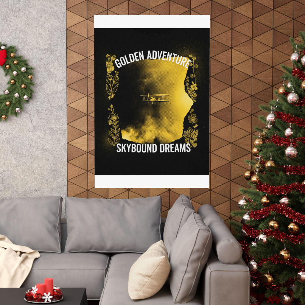 Golden Adventure Skybound Dreams Biplane Art Poster