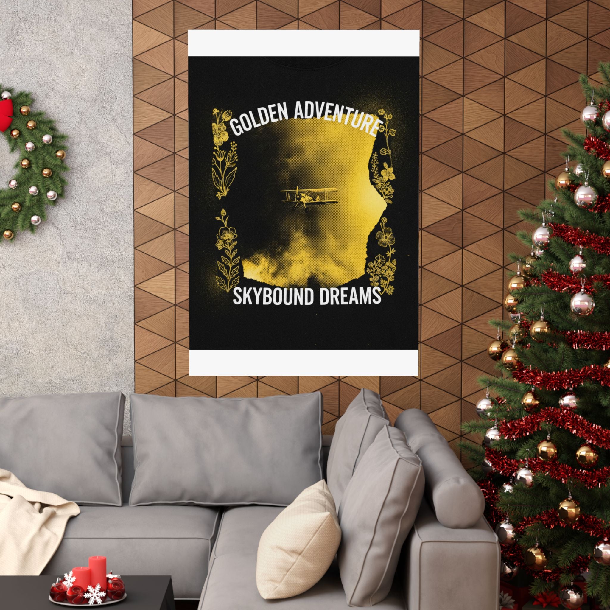 Golden Adventure Skybound Dreams Biplane Art Poster