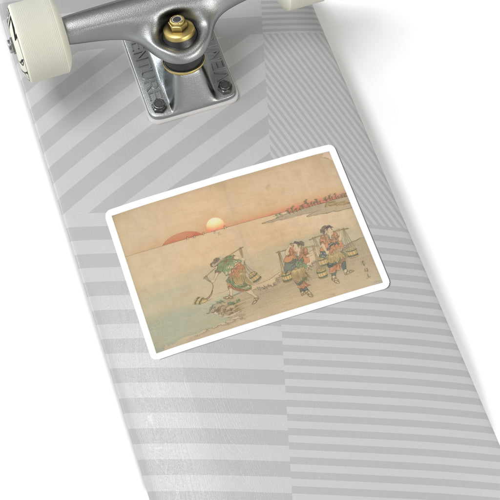 Scenic Nature — Three Water Carriers At The Shore — Kiss-Cut Sticker