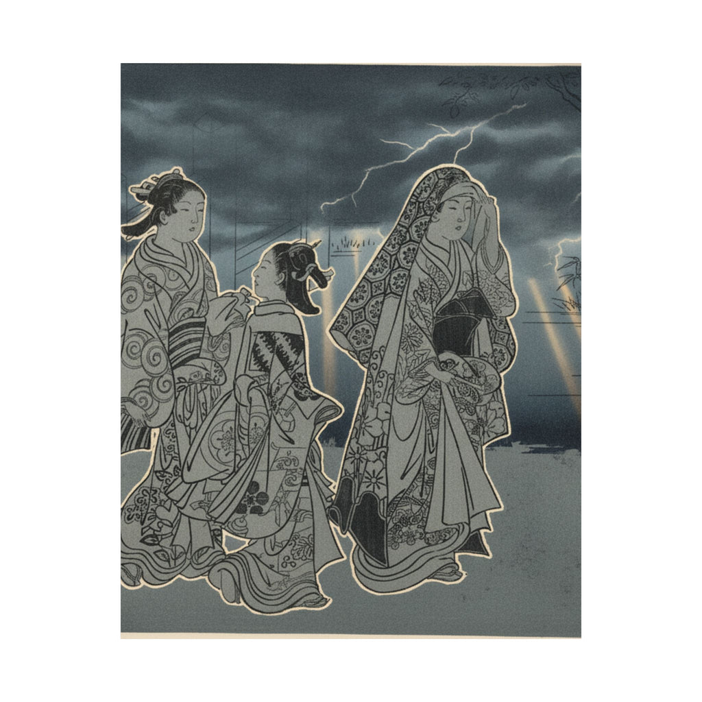 Dramatic Storm — A Courtesan Followed By Two Girl Attendants — Matte Poster