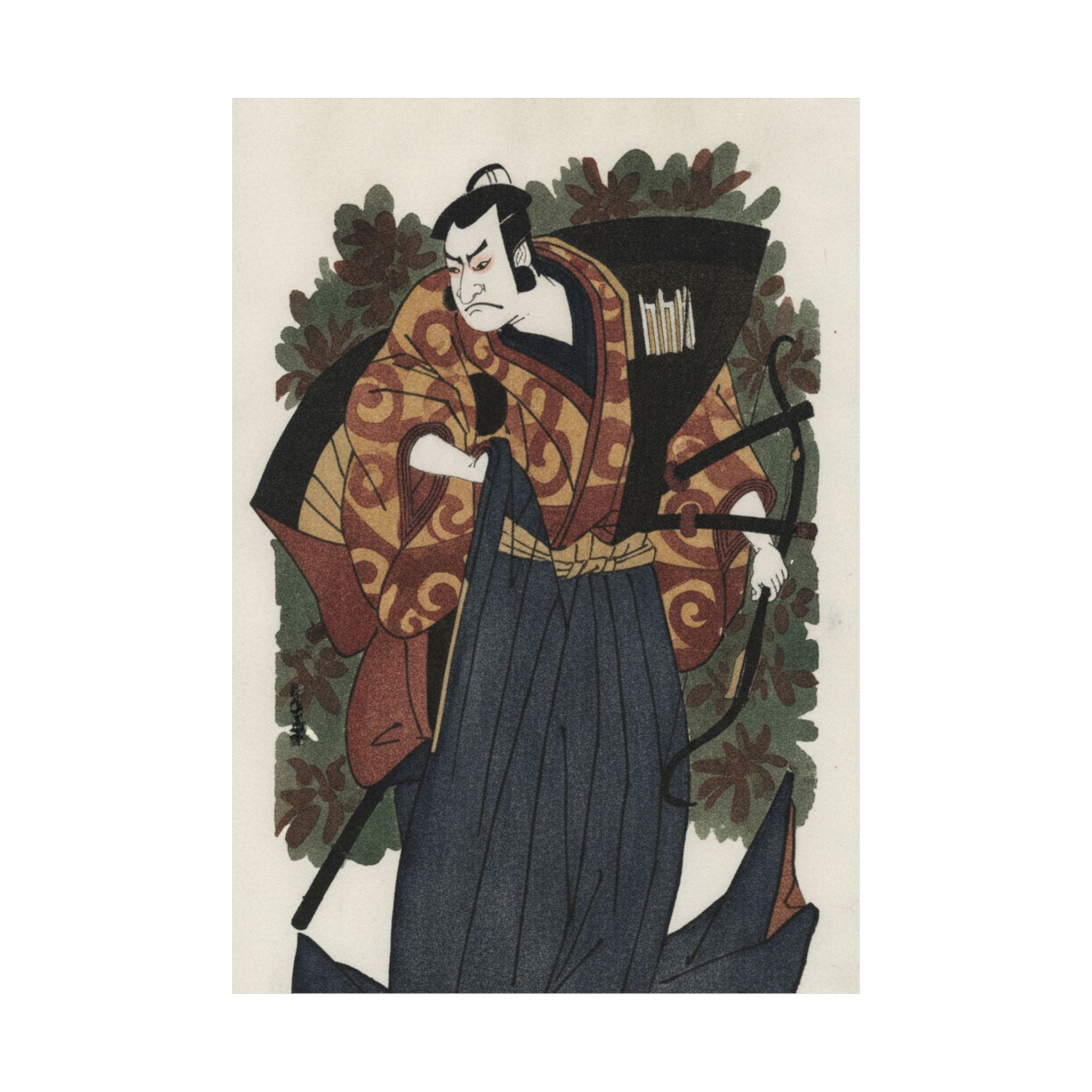 Watercolor — The First Nakamura Nakazo As A Man Of High Rank Attired In Naga-Bakama — Matte Poster