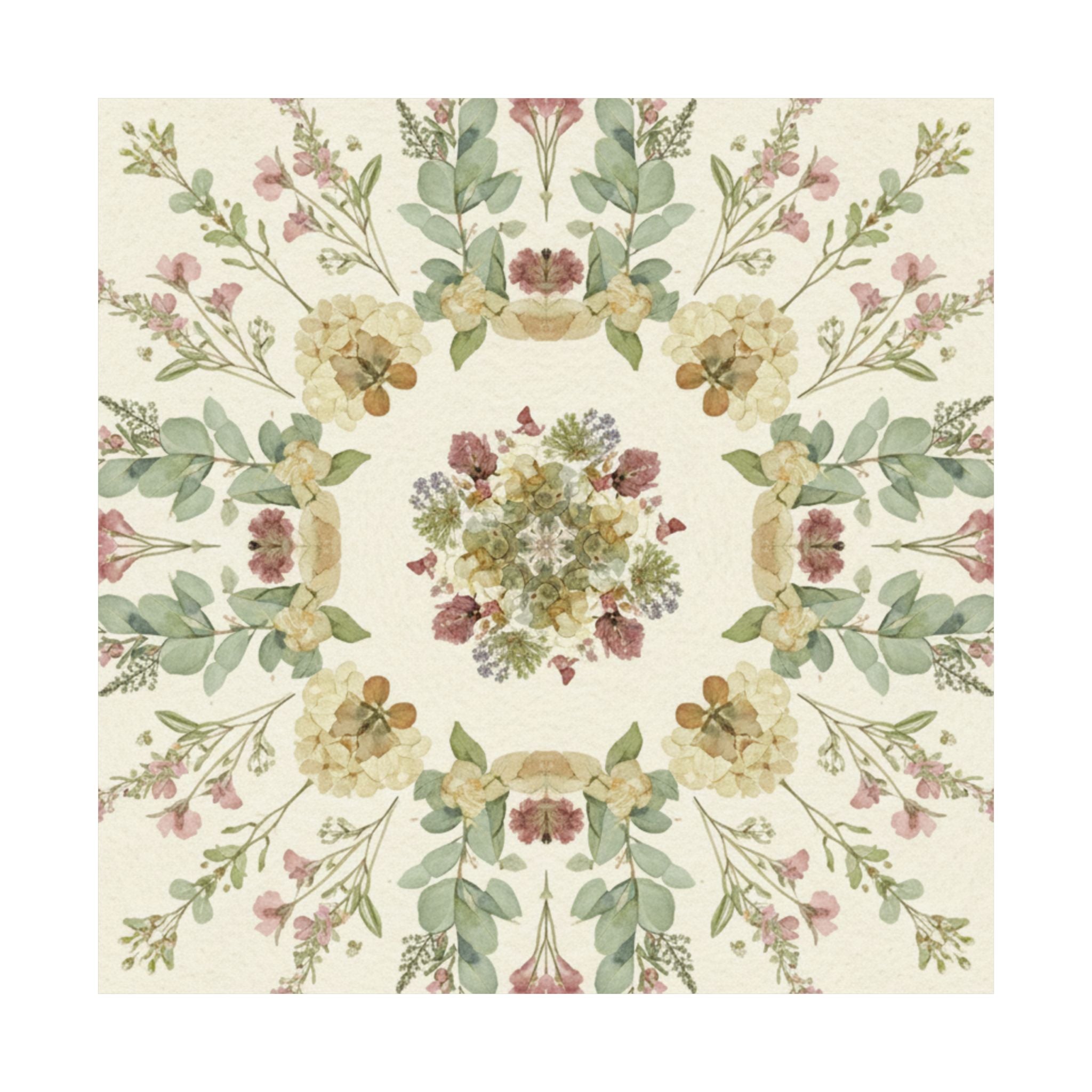 Pressed Wildflower Symmetry Cottagecore Botanical Poster