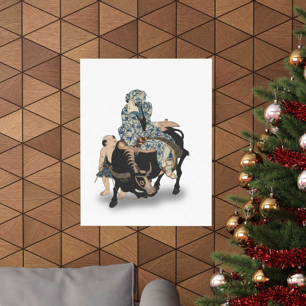 Ecommerce Main — Roshungi (Chinese, Lu Zhunyi) As A Woman With A Pipe Riding On A Buffalo — Matte Poster