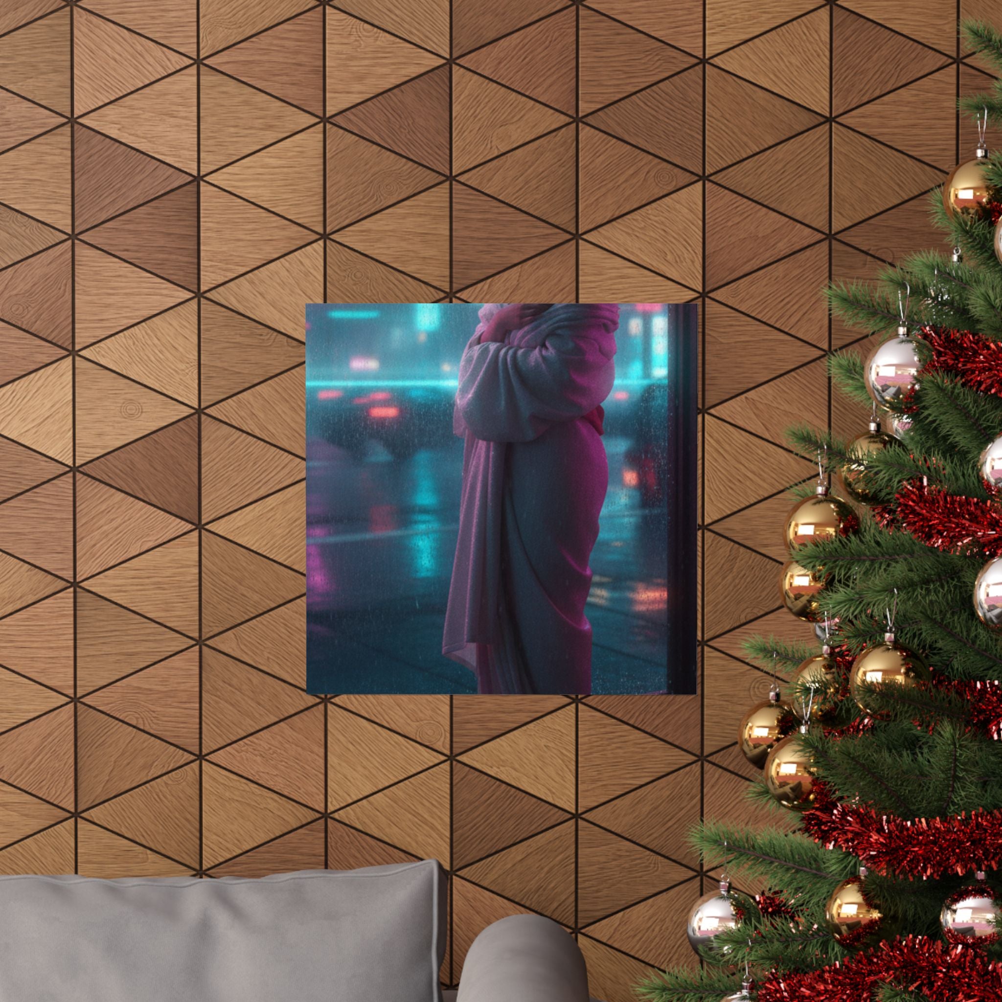 Neon Noir — Girl Drying Herself After Her Bath — Matte Poster