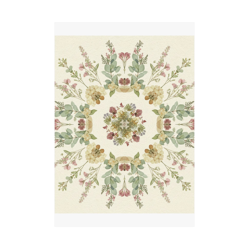 Pressed Wildflower Symmetry Cottagecore Botanical Poster