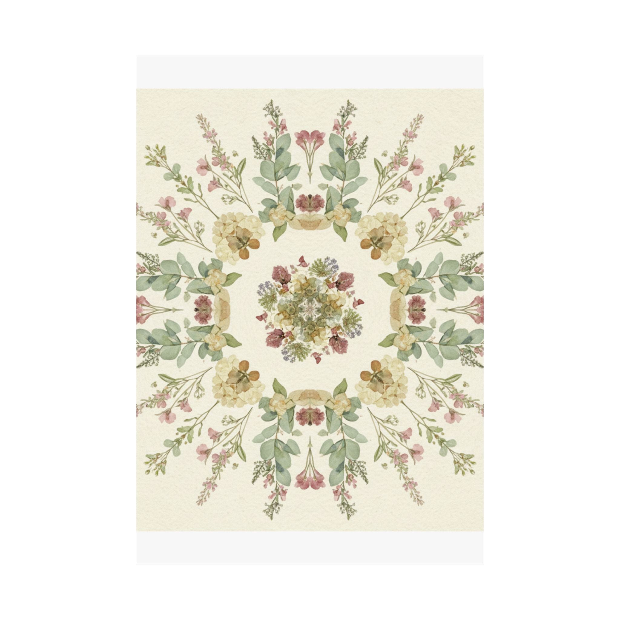 Pressed Wildflower Symmetry Cottagecore Botanical Poster