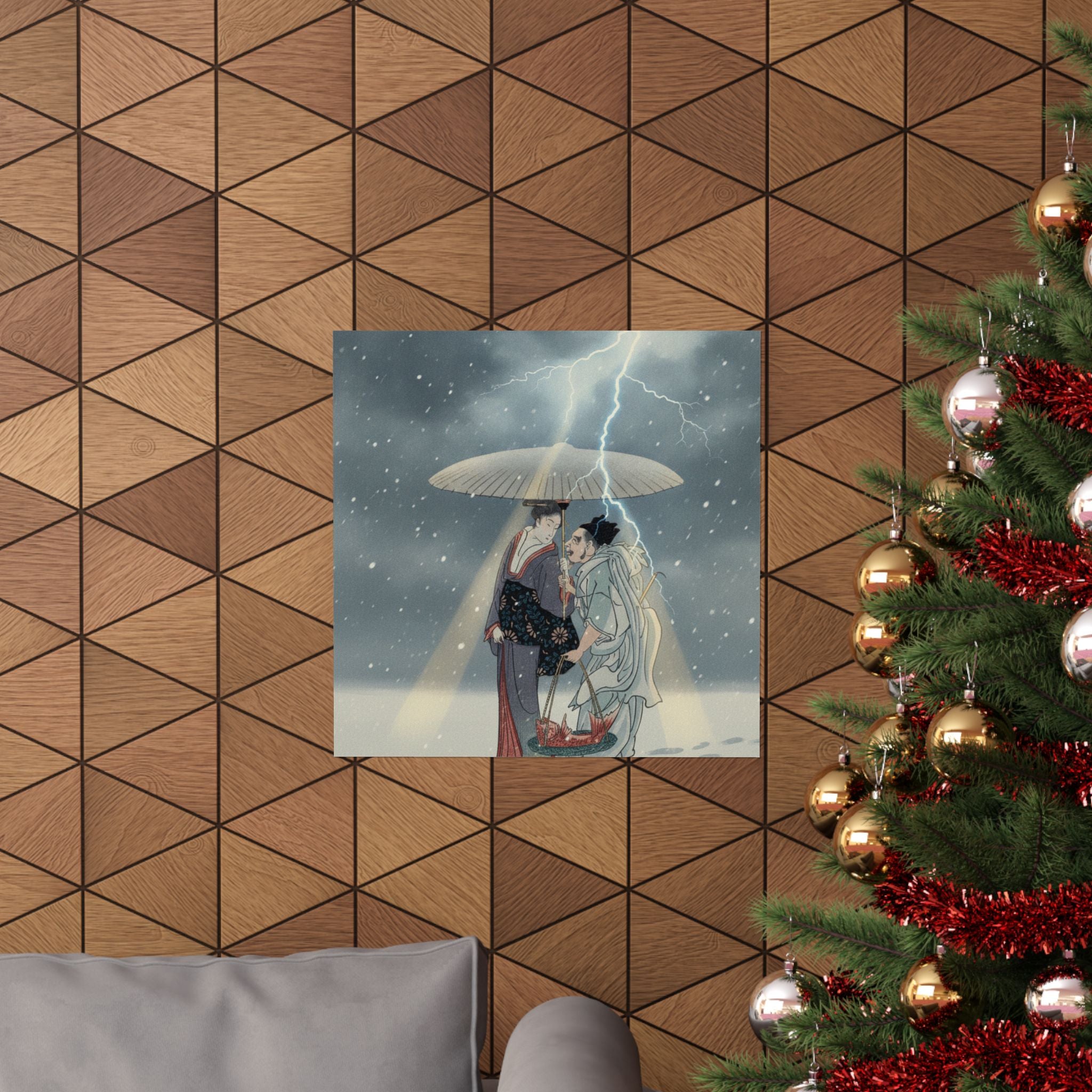 Dramatic Storm — Ebisu And Benten Walking In The Snow — Matte Poster