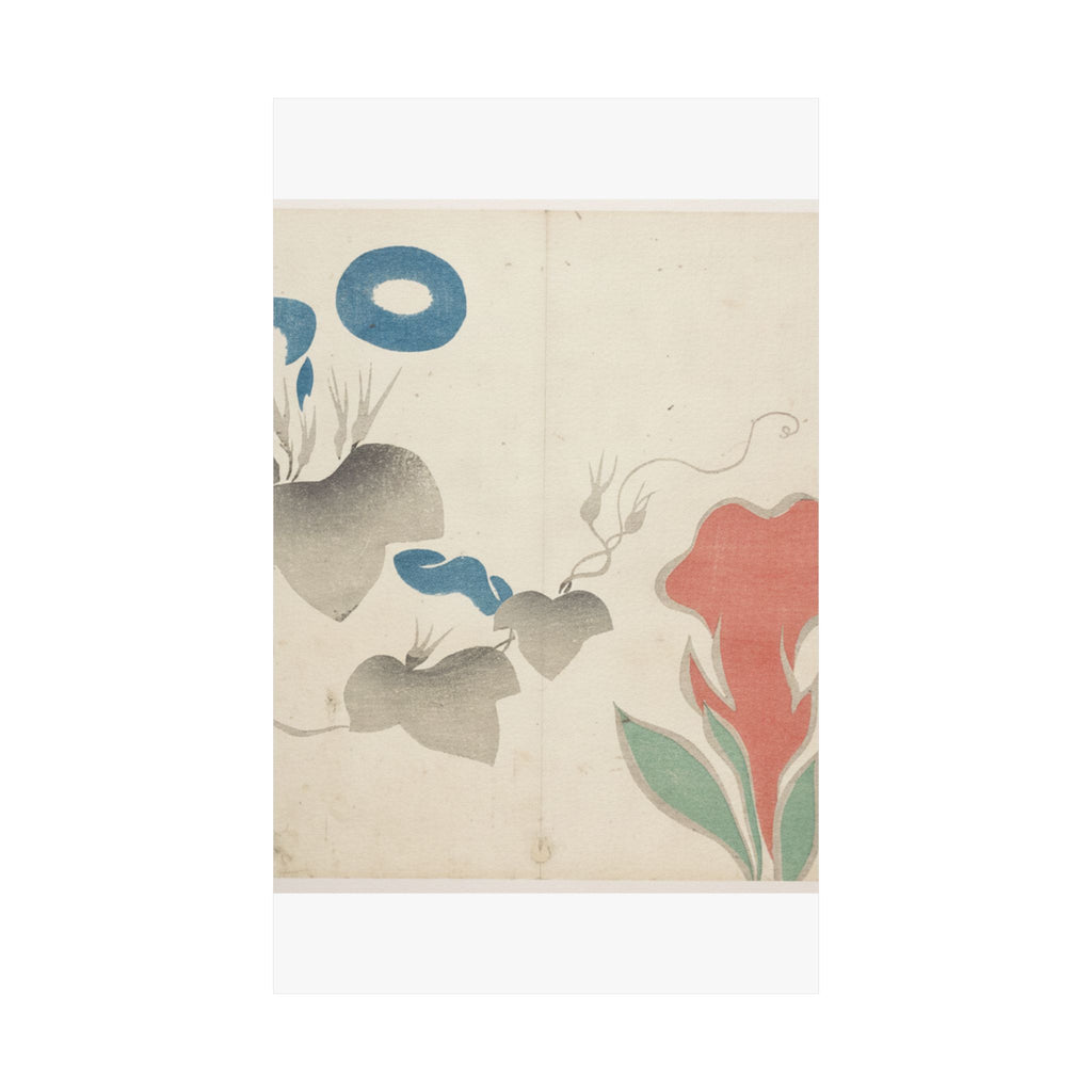 Watercolor — Design Of Morning–Glory And Other Flowers — Matte Poster