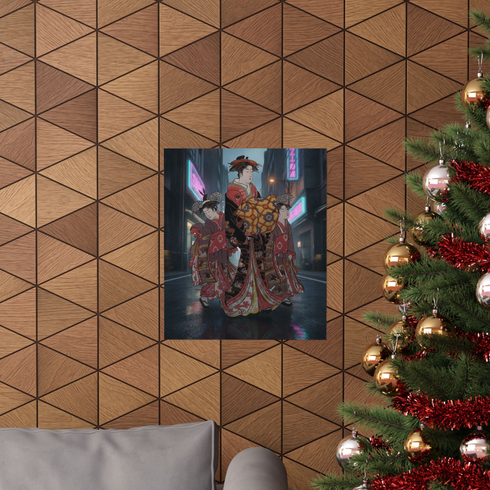 Fast Furious — An Oiran Accompanied By Two Kamuro — Matte Poster