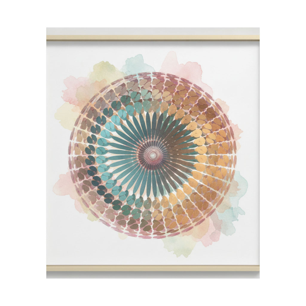 Terracotta and Teal Watercolour Spiral Mandala Poster
