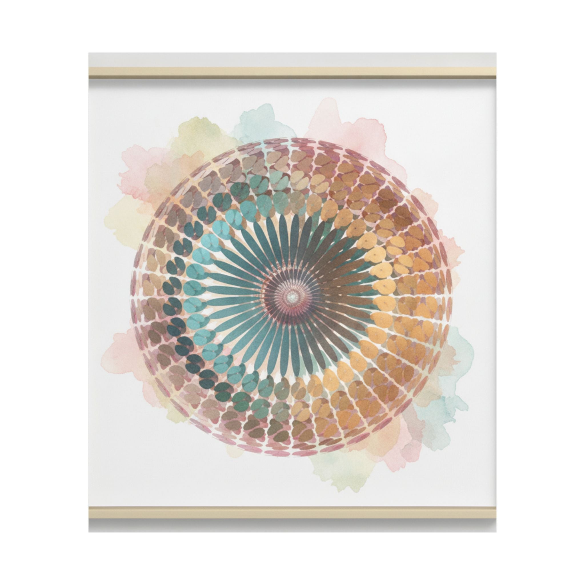 Terracotta and Teal Watercolour Spiral Mandala Poster