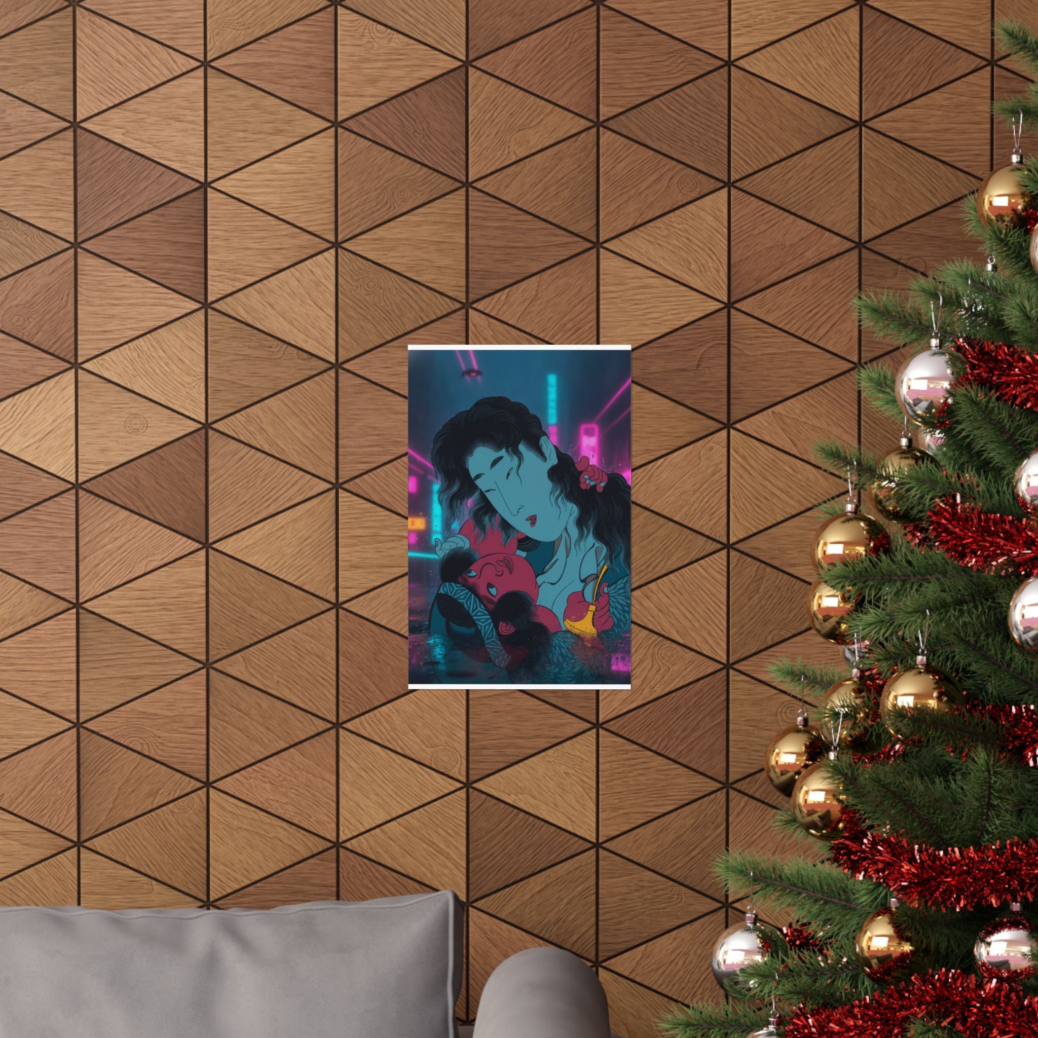 Neon Noir — Yamauba Playing With Kintarō — Matte Poster