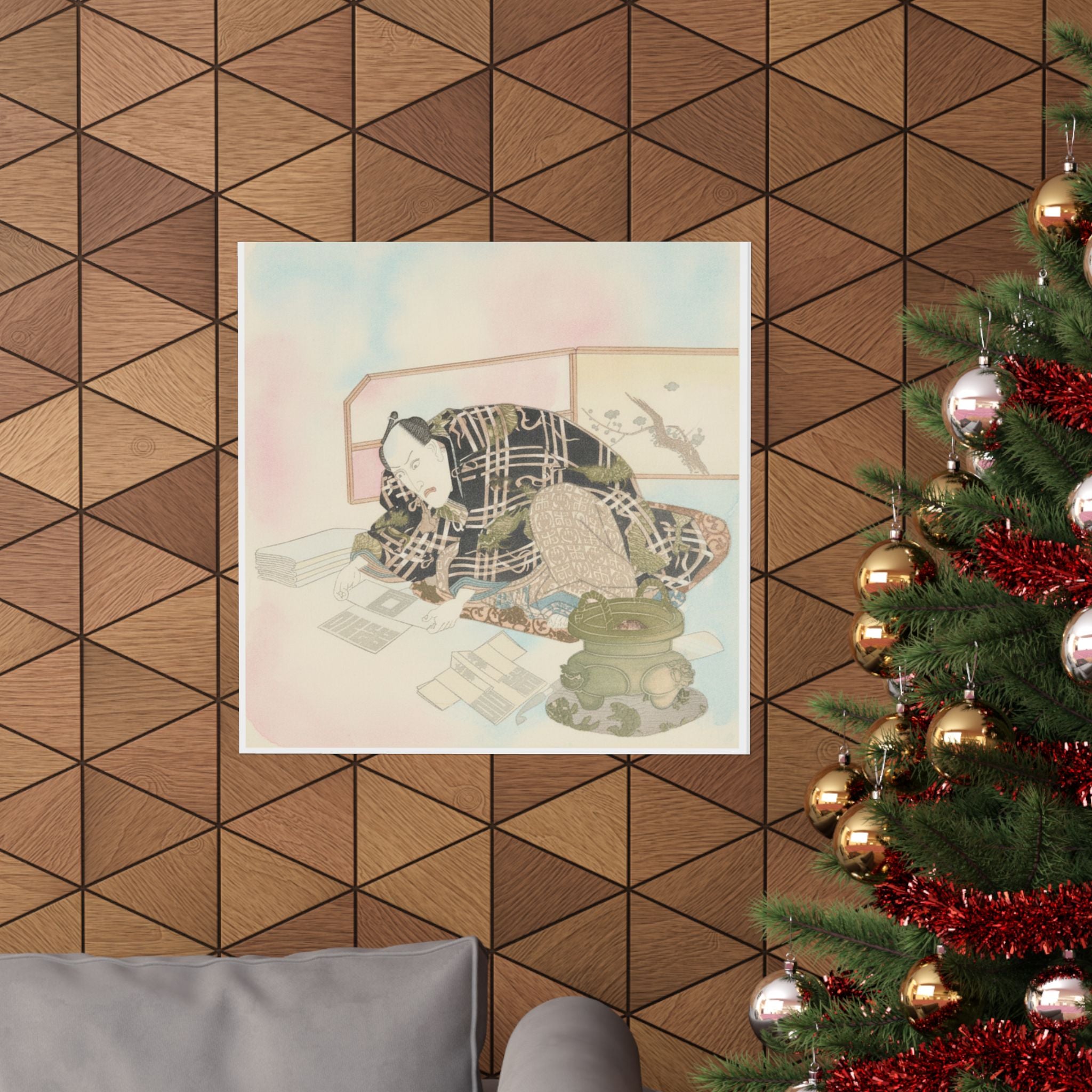 Watercolor — Ichikawa Danjūrō Vii Preparing New Year'S Gifts — Matte Poster