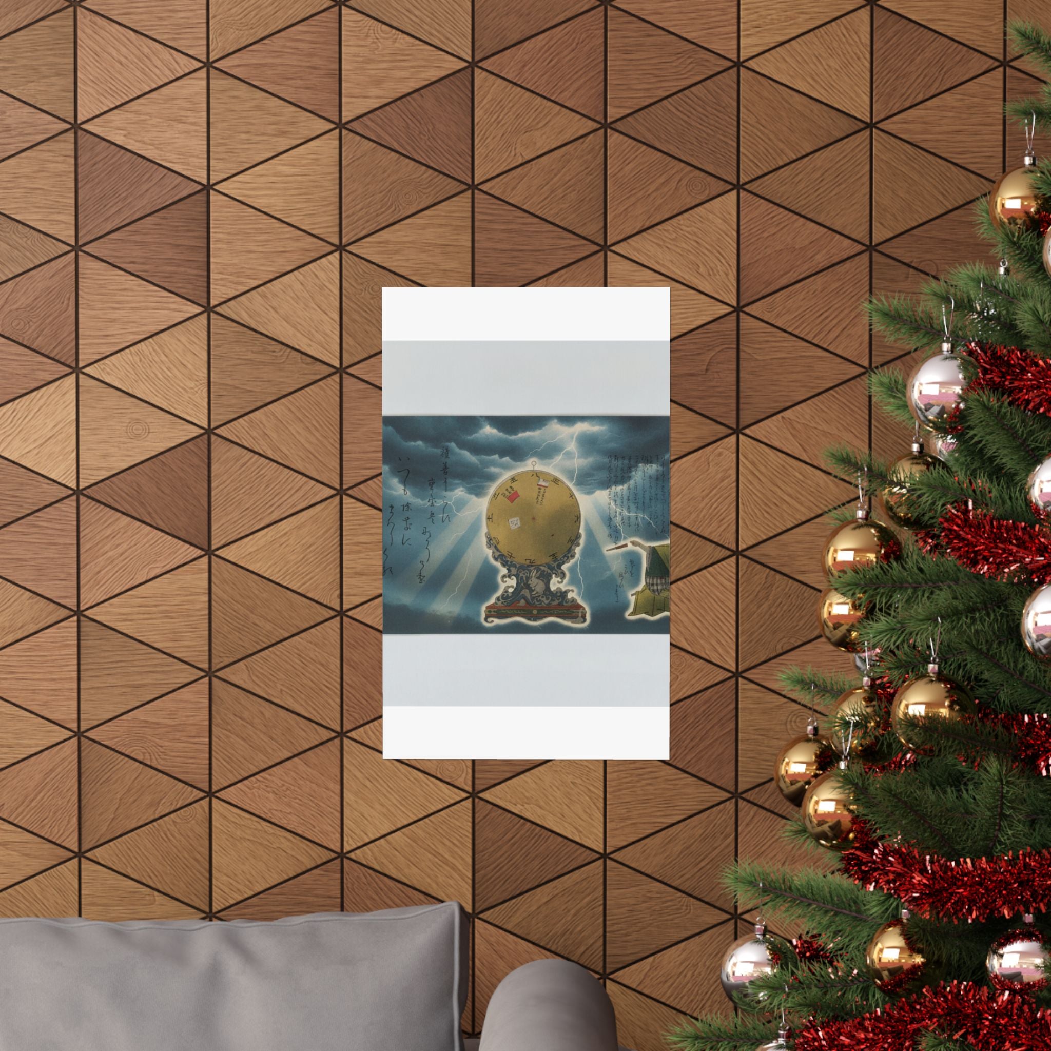 Dramatic Storm — Moveable Rotating Calendar Mounted On Elaborate Wave-Base With Rabbit Crest — Matte Poster