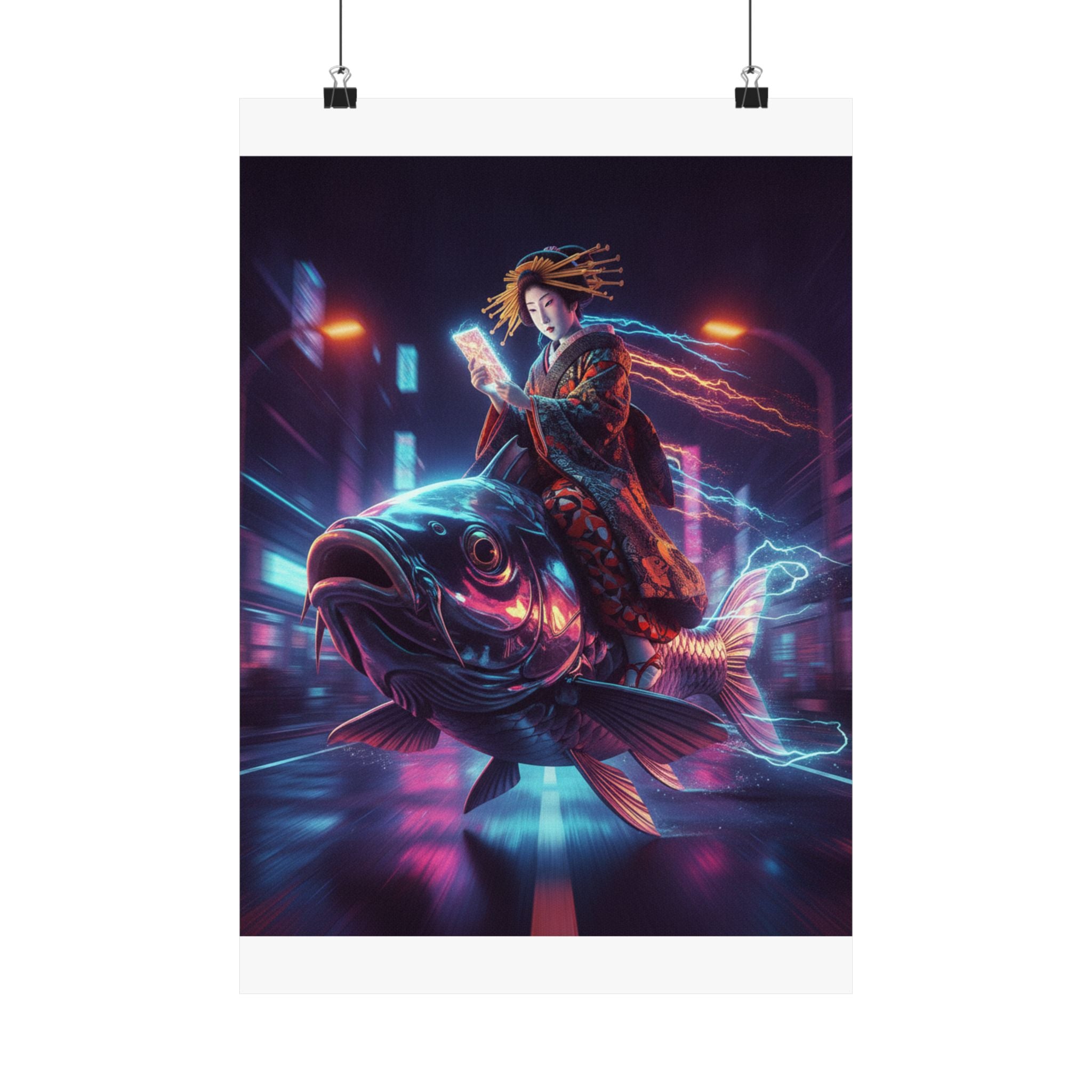Fast Furious — Courtesan Seated On A Carp — Matte Poster