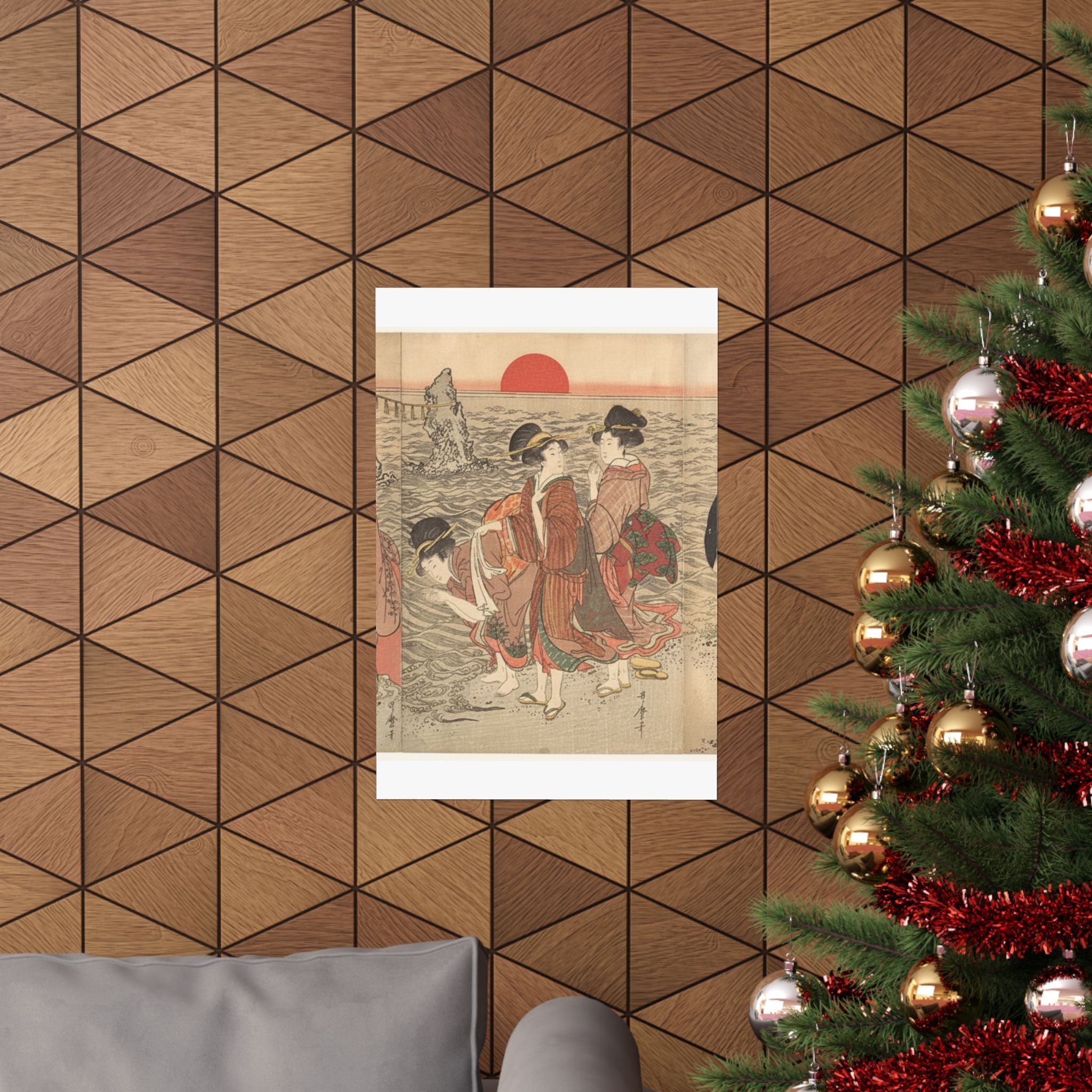 Ecommerce Main — Women Worshipping The Rising Sun Between The Twin Rocks At Ise — Matte Poster
