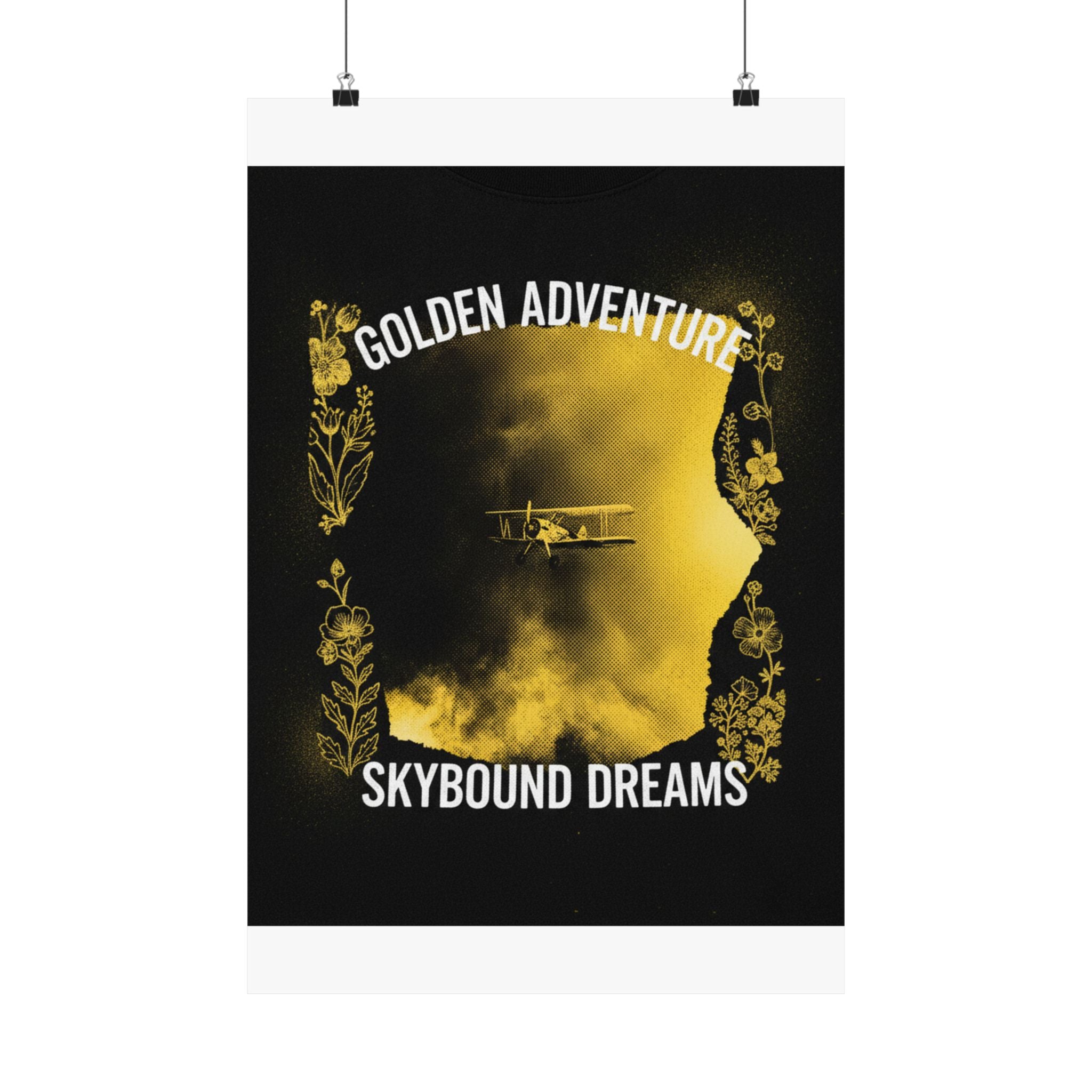 Golden Adventure Skybound Dreams Biplane Art Poster