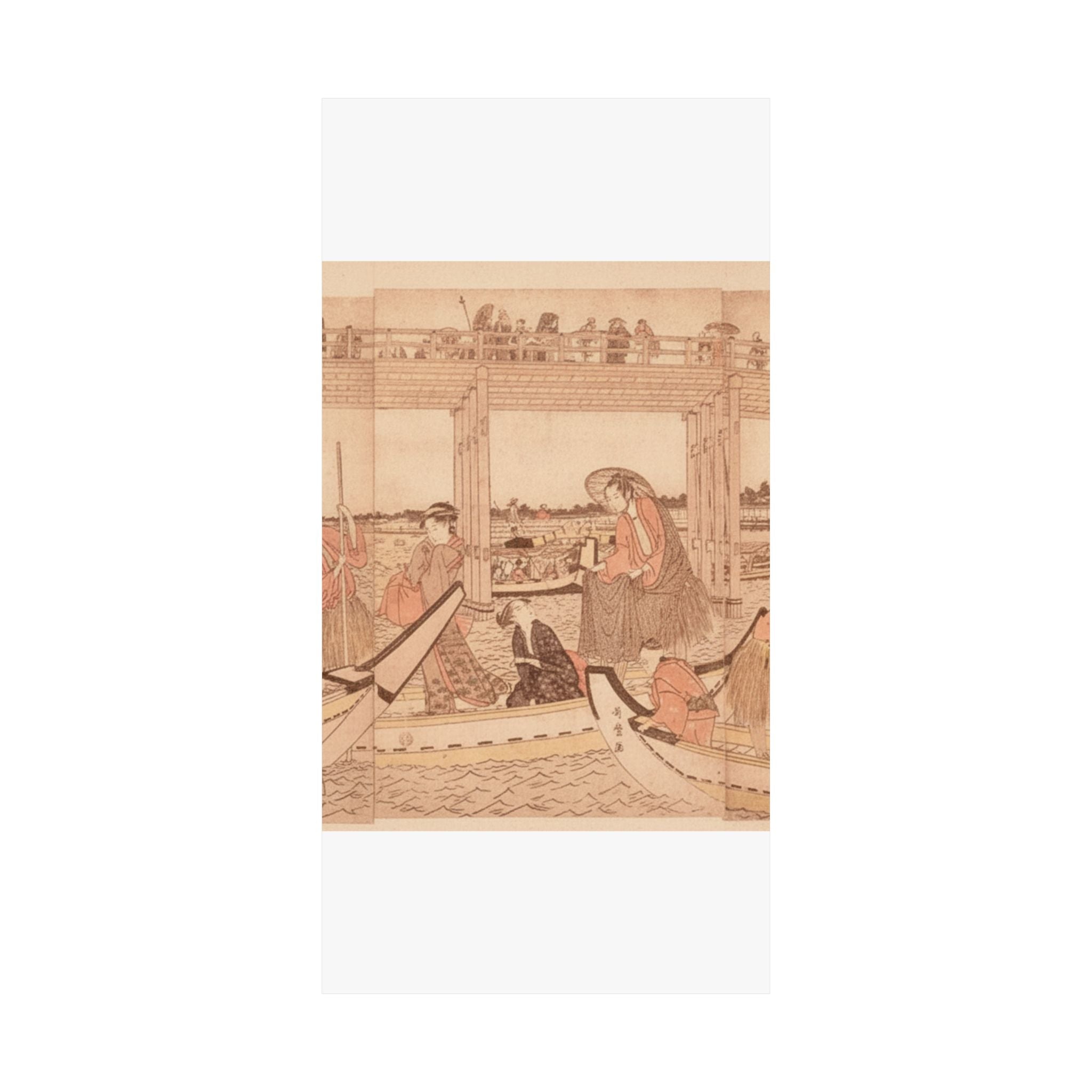 Southern Sunset — Fishing Boats With Nets Under Ryōgoku Bridge — Matte Poster