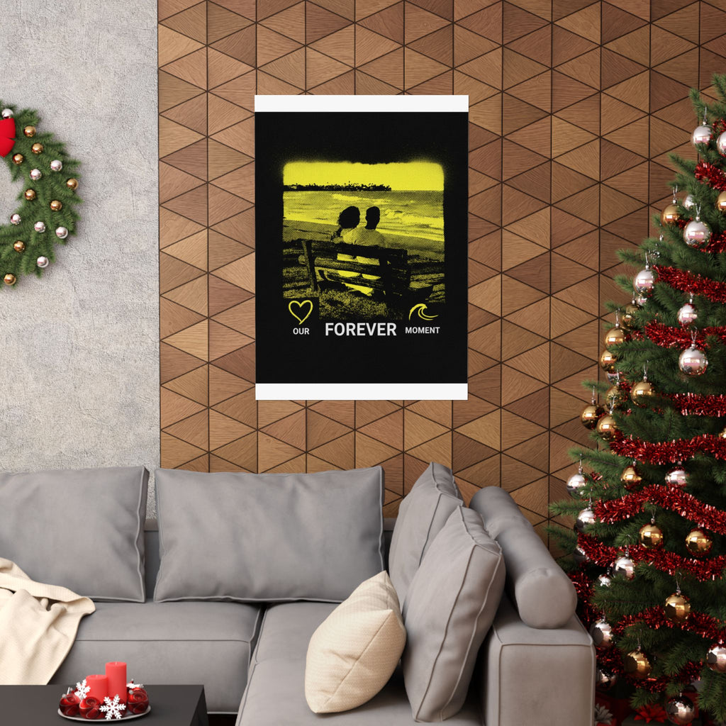 Our Forever Moment Beach Sunset Couple Yellow Matte Poster