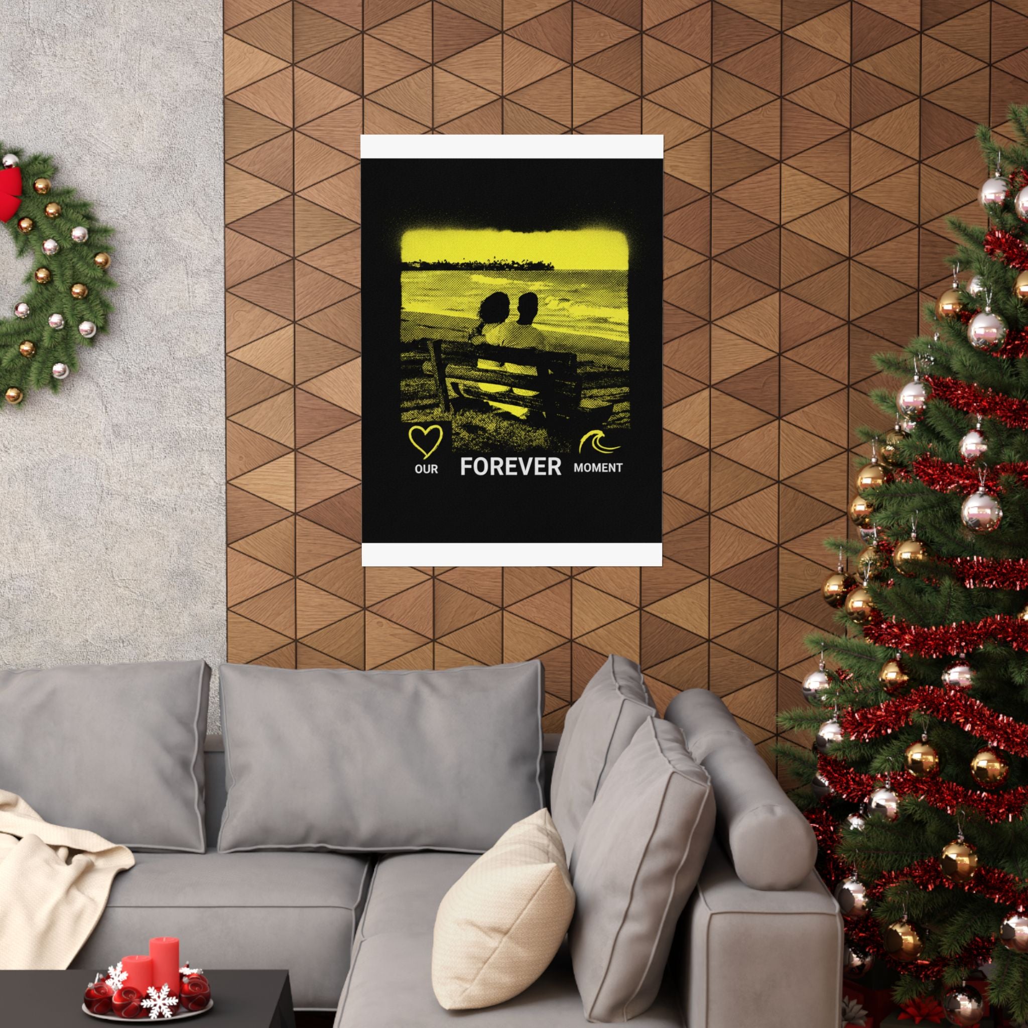 Our Forever Moment Beach Sunset Couple Yellow Matte Poster