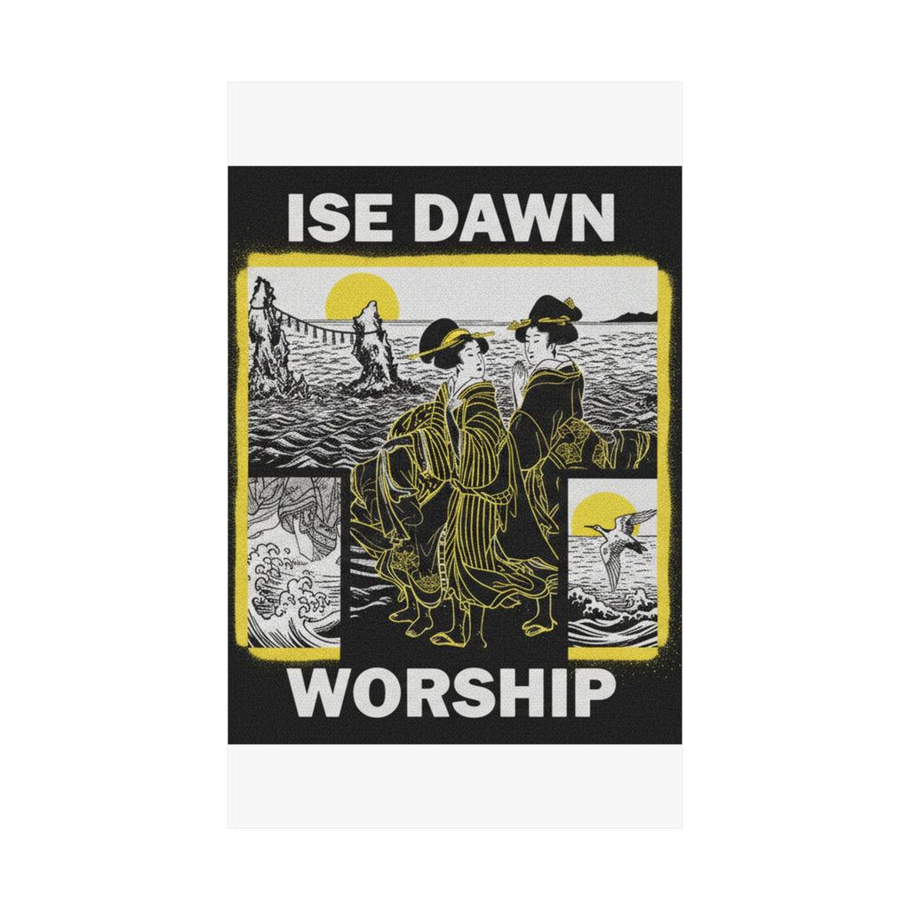 Streetwear Collage — Women Worshipping The Rising Sun Between The Twin Rocks At Ise — Matte Poster