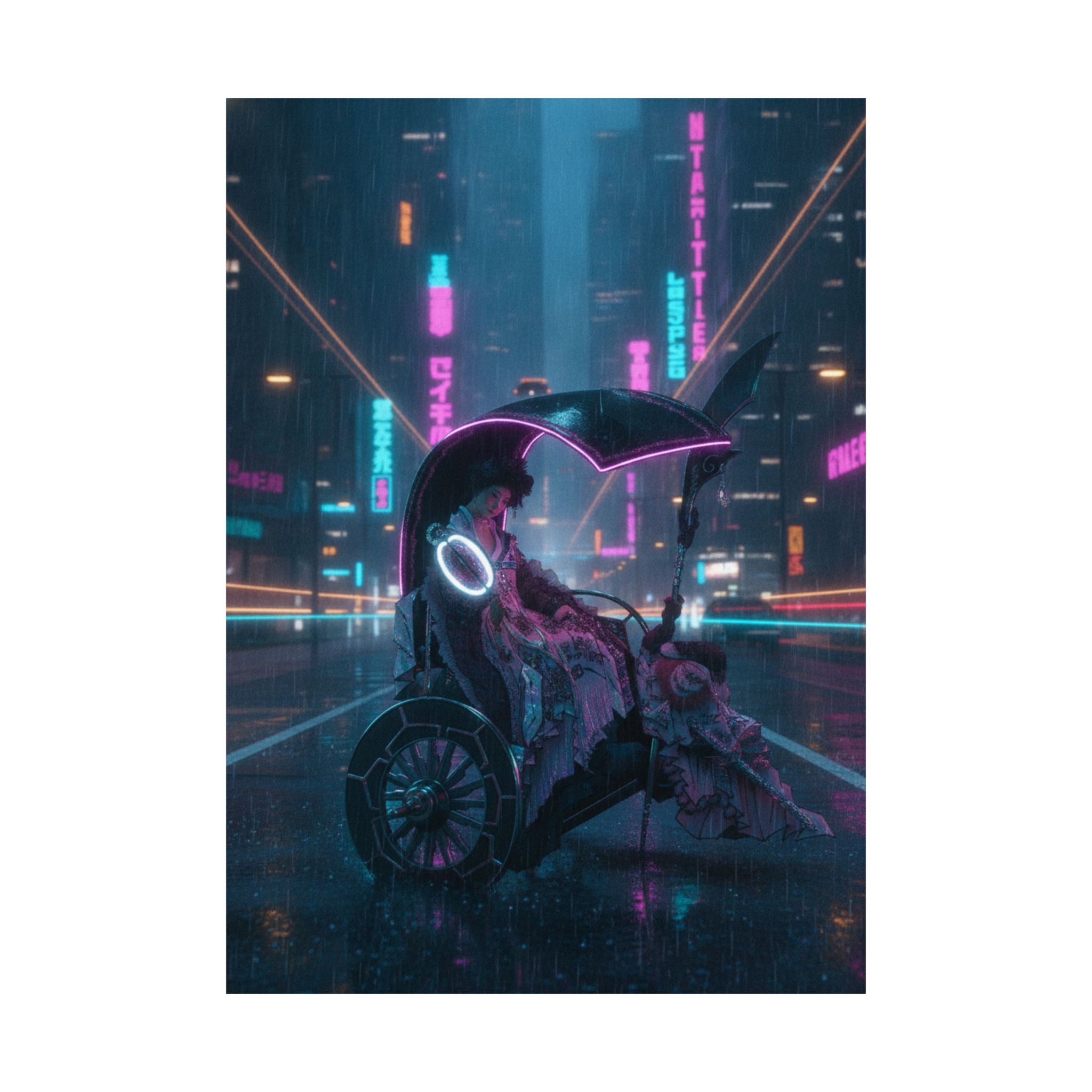 Neon Noir — Lady In A Chariot — Matte Poster