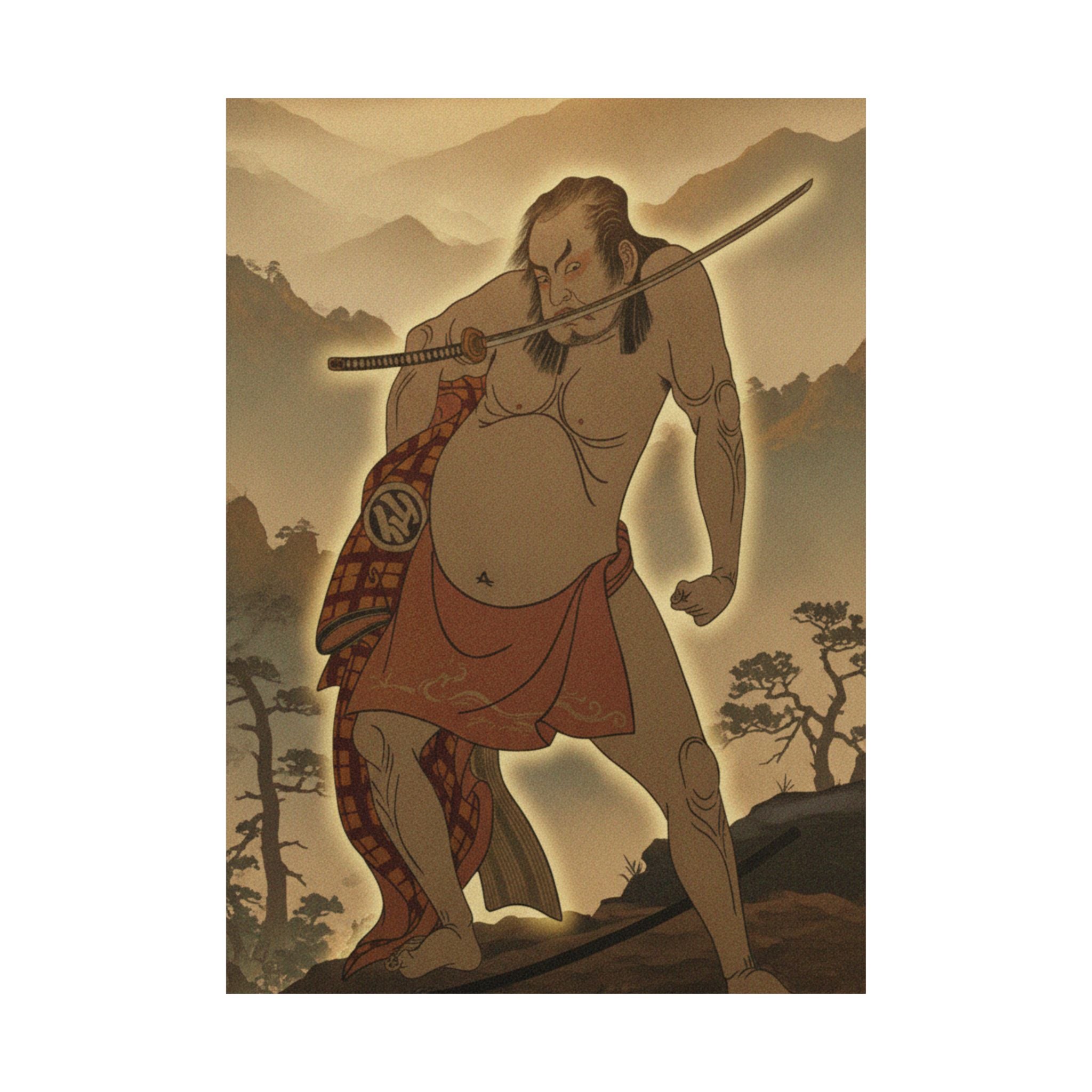 Scenic Nature — The Second Nakamura Sukegoro As A Man Entirely Nude Save For Loin Cloth — Matte Poster