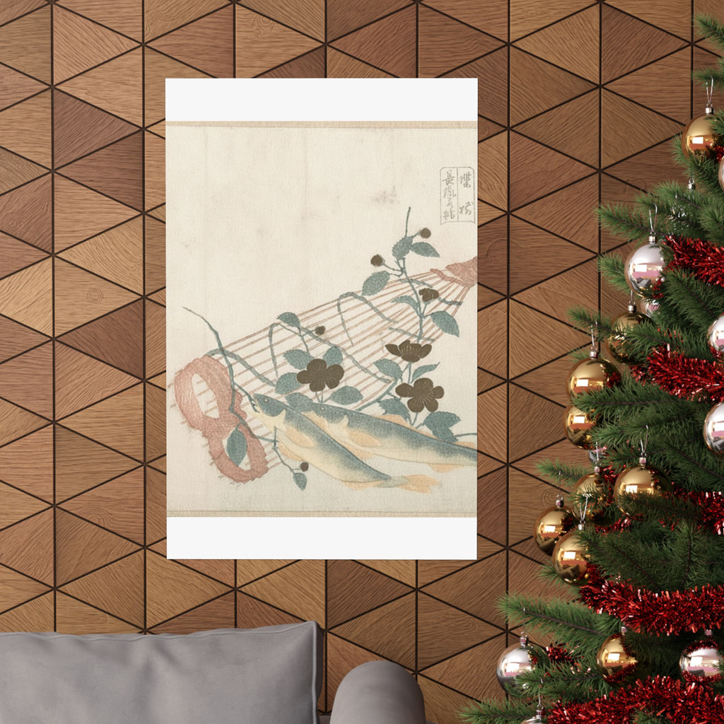 Botanical — Sweet Fishes Of The Nagara River, With Baskets And Flowers — Matte Poster