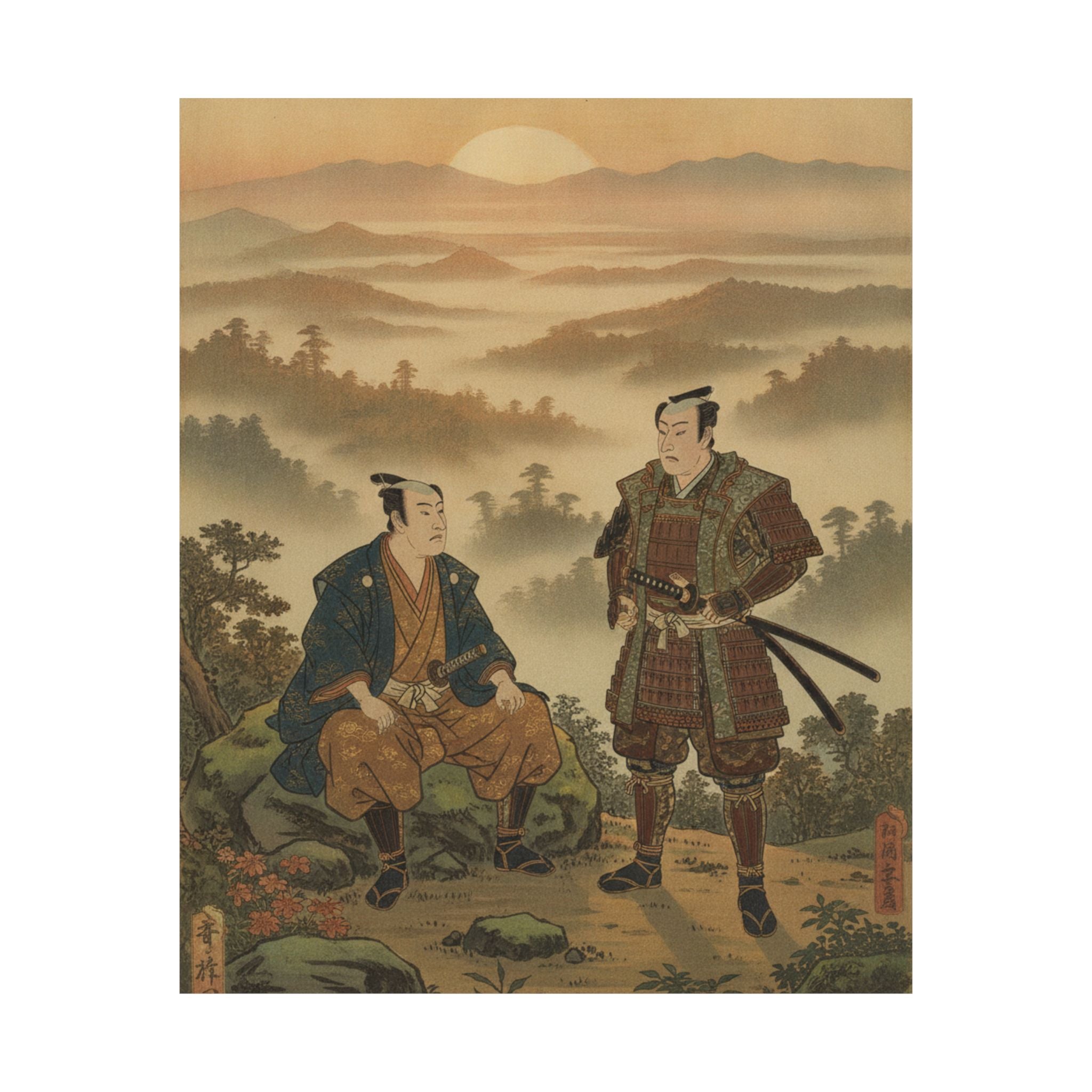 Scenic Nature — A Daimyo Talking To One Of His Retainers — Matte Poster