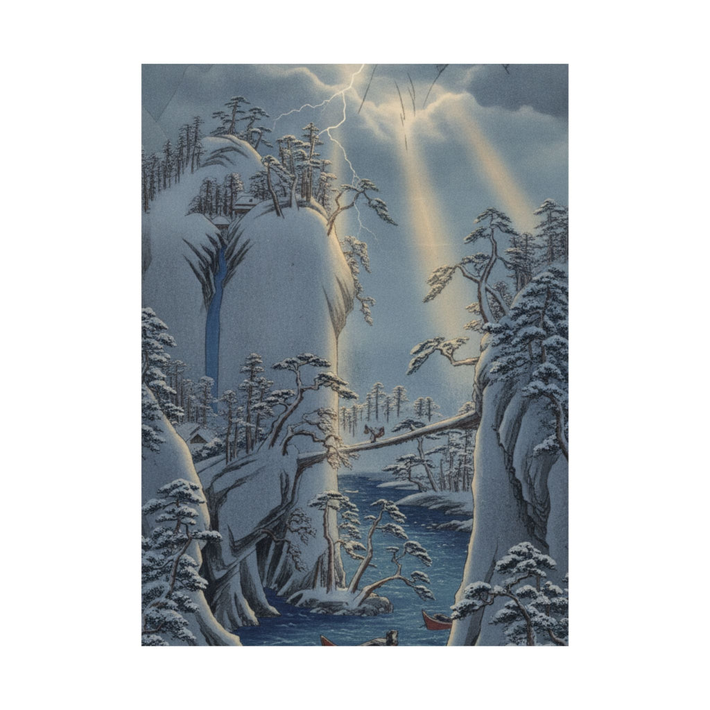 Dramatic Storm — River Gorge In Snow — Matte Poster