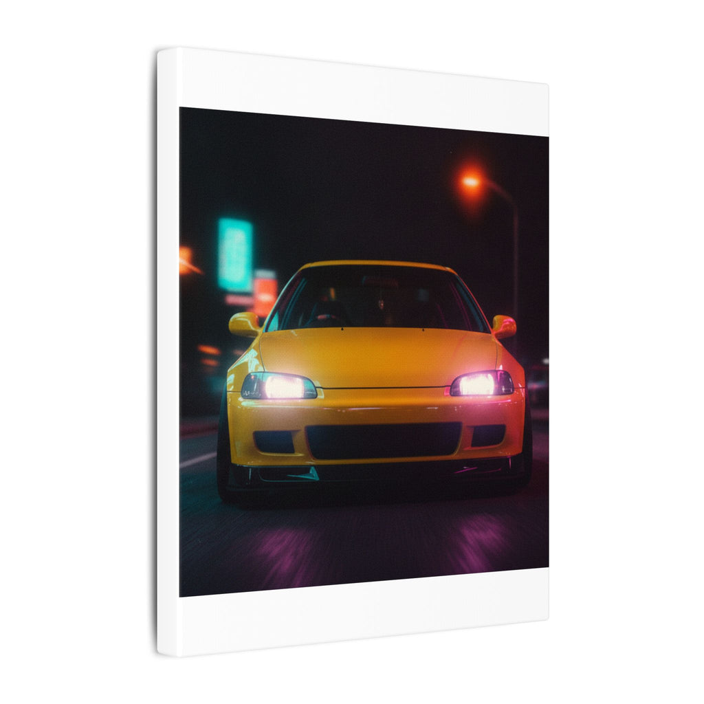 Neon Night JDM Yellow Coupe Street Matte Canvas